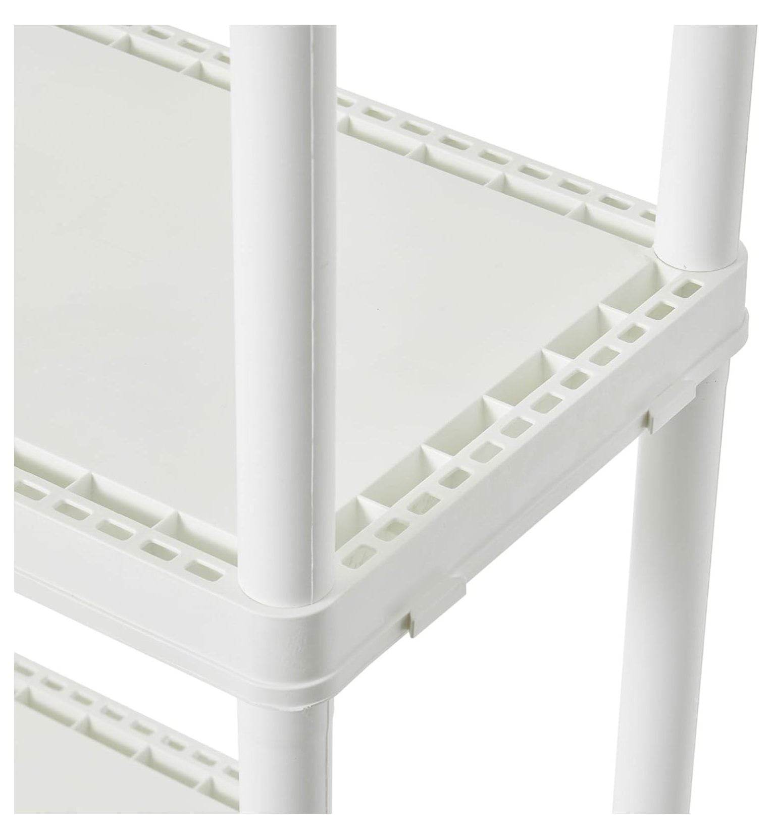 3 Shelf Knect-A-Shelf Ventilated Light Duty Storage Unit Organizer System for Home, Garage, Basement, and Laundry, White