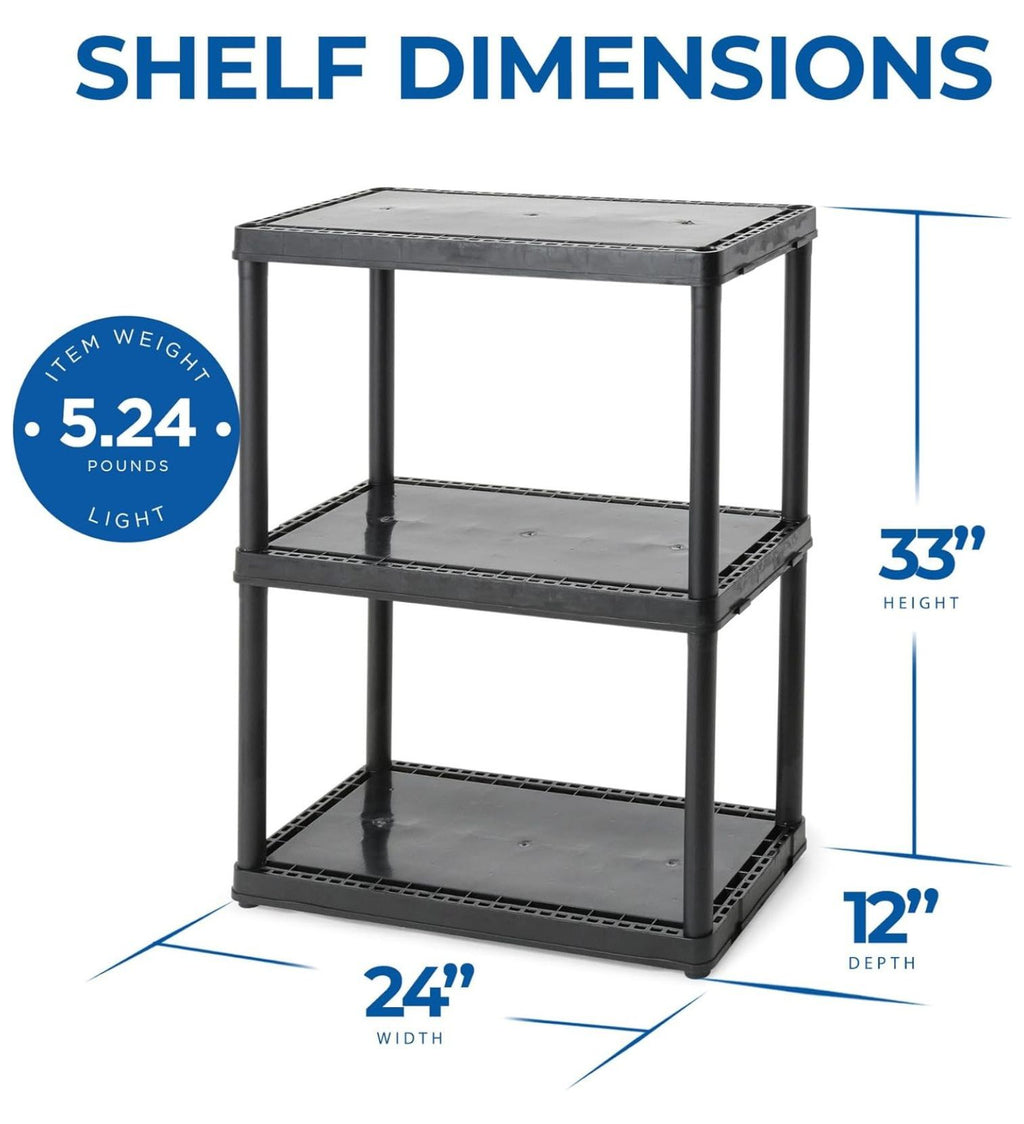 3 Shelf Knect-A-Shelf Ventilated Light Duty Storage Unit Organizer System for Home, Garage, Basement, and Laundry, White