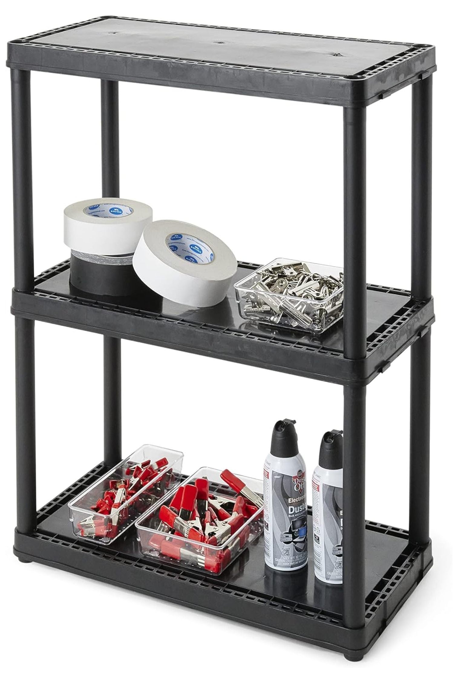 3 Shelf Knect-A-Shelf Ventilated Light Duty Storage Unit Organizer System for Home, Garage, Basement, and Laundry, White