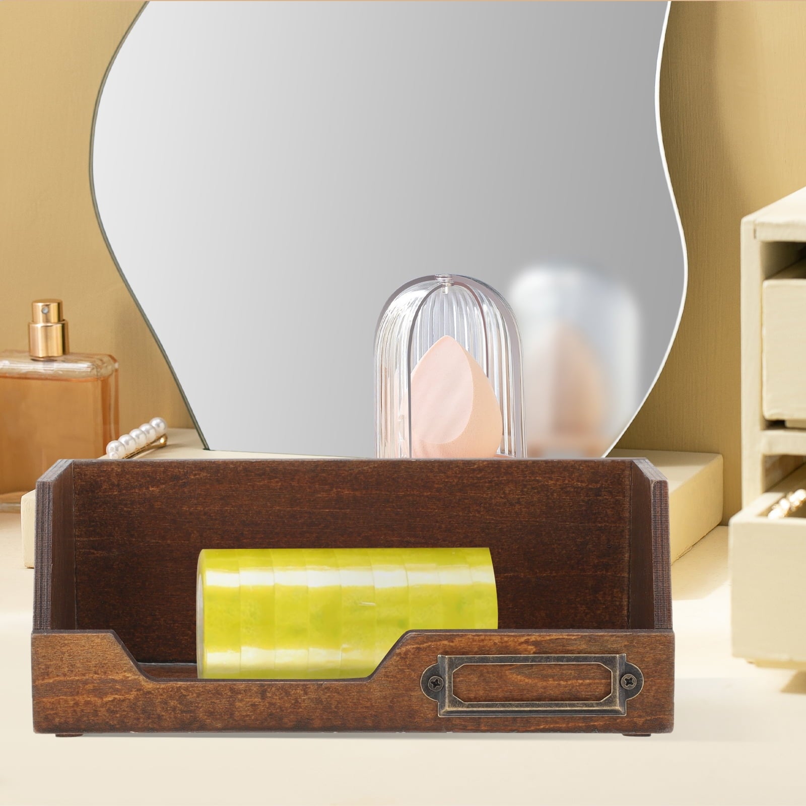 2 Pcs Tape Holder Organizer Storage Box Practical Desktop