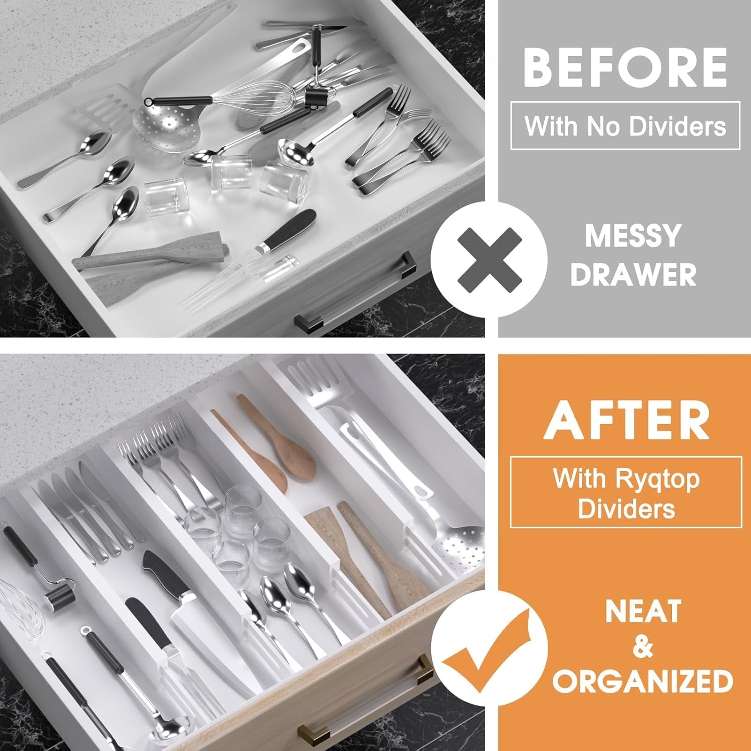 Bamboo Drawer Dividers,12-17" Adjustable Kitchen Drawer Organizer for Clothes,4 Pack Expandable Drawer Organization Separators for Bedroom,Bathroom,Dresser and Office,Natural