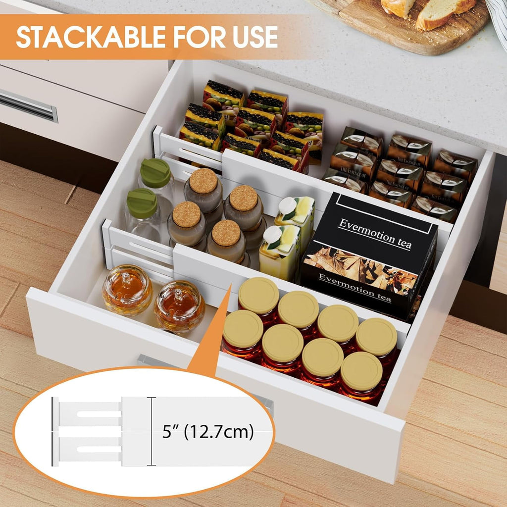 Bamboo Drawer Dividers,12-17" Adjustable Kitchen Drawer Organizer for Clothes,4 Pack Expandable Drawer Organization Separators for Bedroom,Bathroom,Dresser and Office,Natural