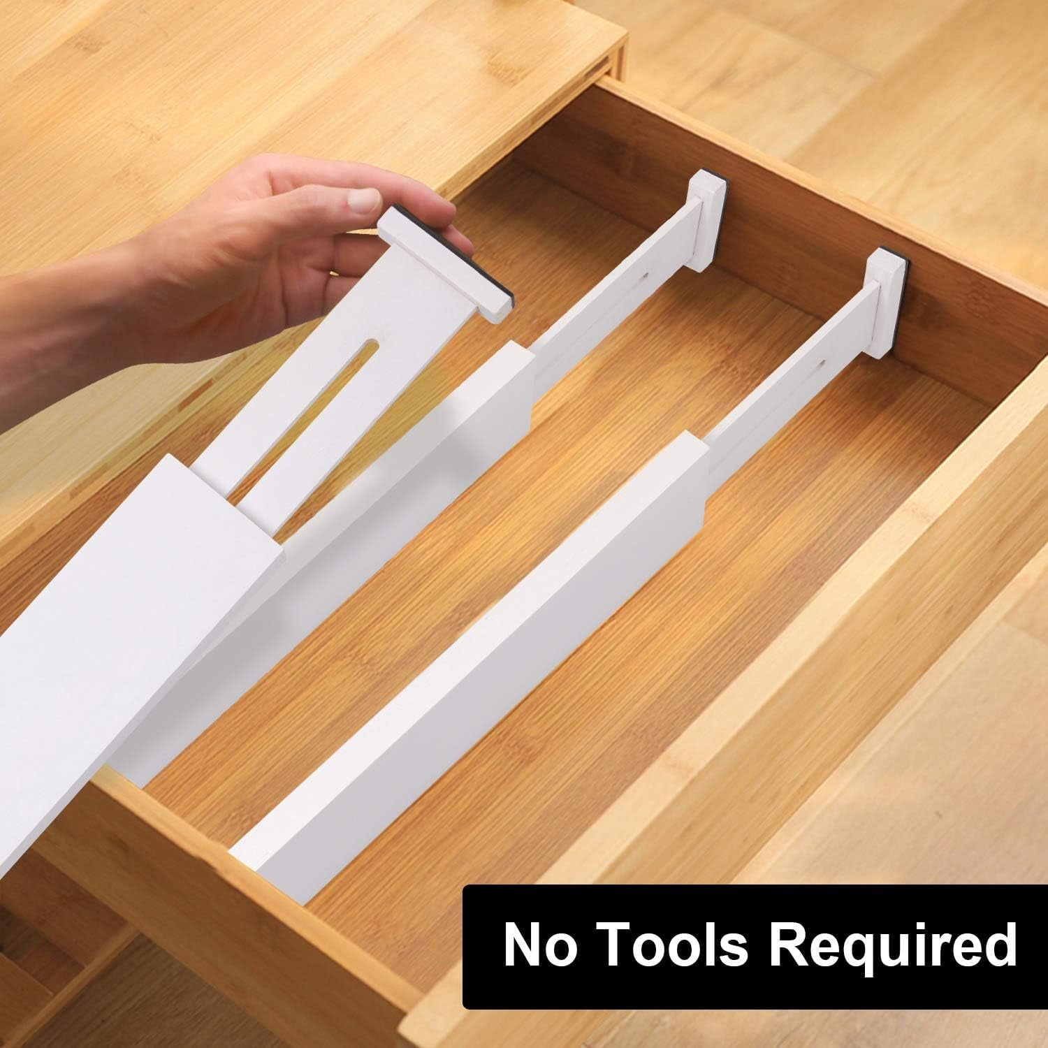 Bamboo Drawer Dividers,12-17" Adjustable Kitchen Drawer Organizer for Clothes,4 Pack Expandable Drawer Organization Separators for Bedroom,Bathroom,Dresser and Office,Natural