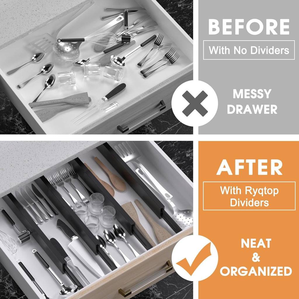 Bamboo Drawer Dividers,12-17" Adjustable Kitchen Drawer Organizer for Clothes,4 Pack Expandable Drawer Organization Separators for Bedroom,Bathroom,Dresser and Office,Natural