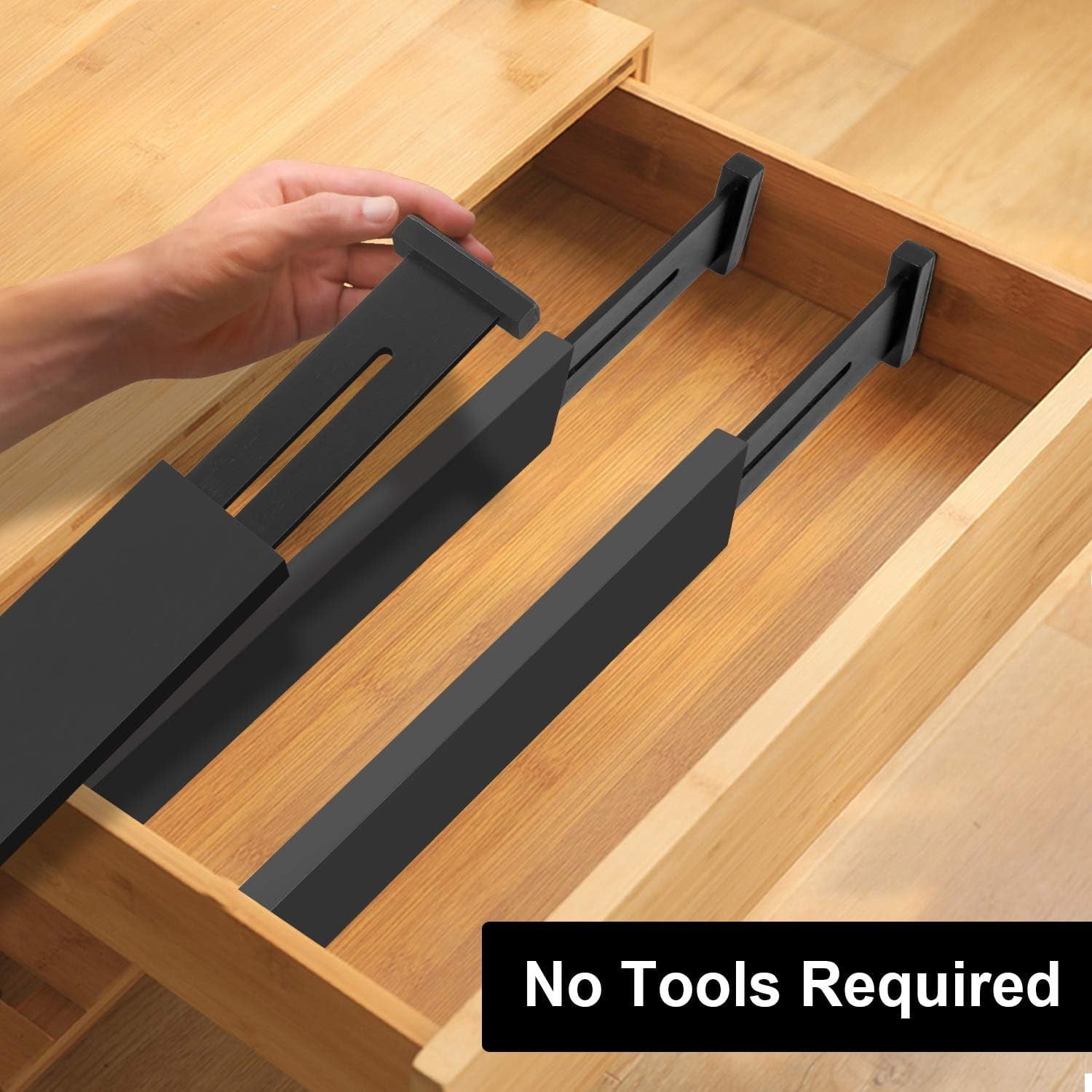 Bamboo Drawer Dividers,12-17" Adjustable Kitchen Drawer Organizer for Clothes,4 Pack Expandable Drawer Organization Separators for Bedroom,Bathroom,Dresser and Office,Natural