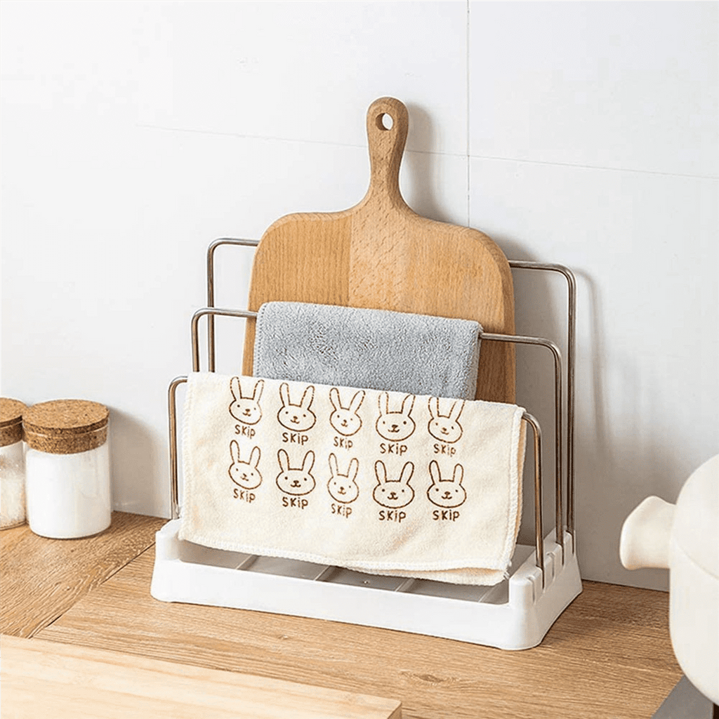 2X Cutting Boards Holder, Organizer Pantry Rack Bakeware Holder Chopping Board Kitchen Countertop Storage White