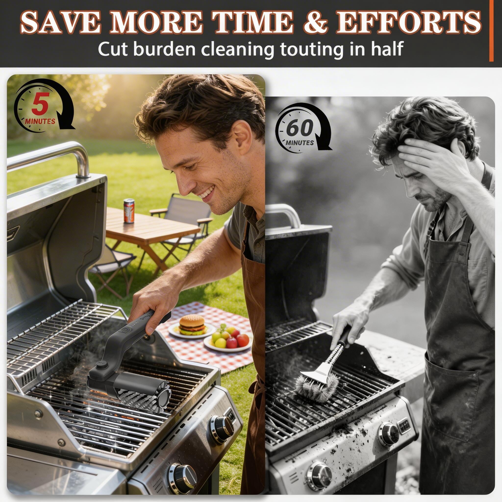 Electric Grill Brush, High Torque BBQ Cleaner,3-Speed Modes, Type-C Rechargeable Clean Tool, Steel Bristles for Porcelain,Cast Iron ,Stainless Grates