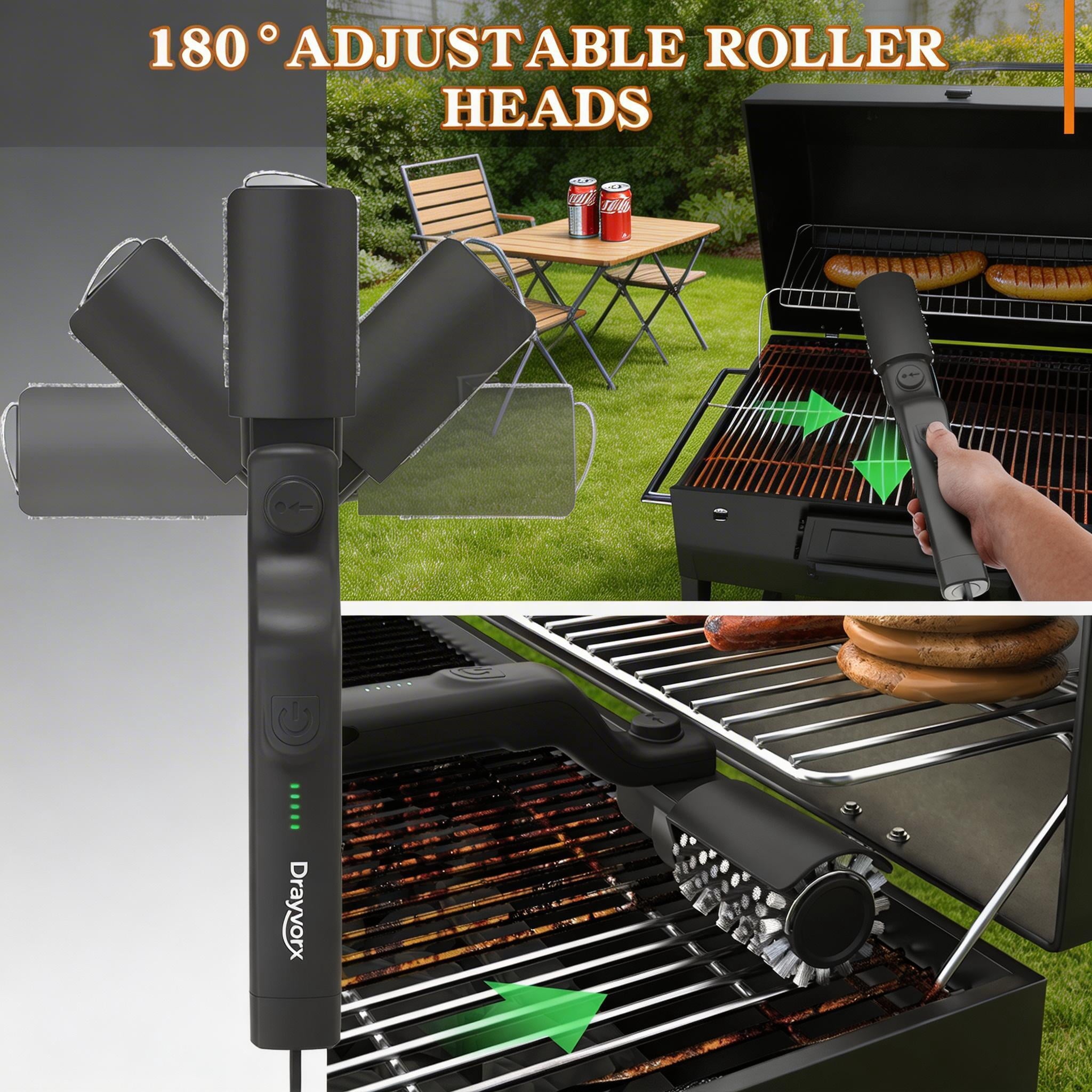 Electric Grill Brush, High Torque BBQ Cleaner,3-Speed Modes, Type-C Rechargeable Clean Tool, Steel Bristles for Porcelain,Cast Iron ,Stainless Grates