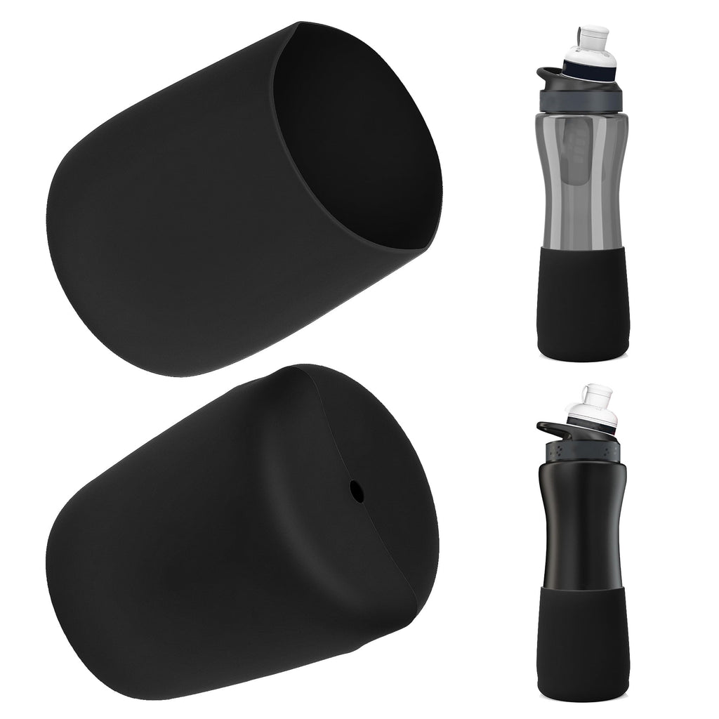 2 Pack Water Bottle Boot Compatible with  Plastic/Stainless Steel Bottle 22oz Series , Silicone Anti-Slip Bottle Bottom Sleeve Bumper Protector (Black)