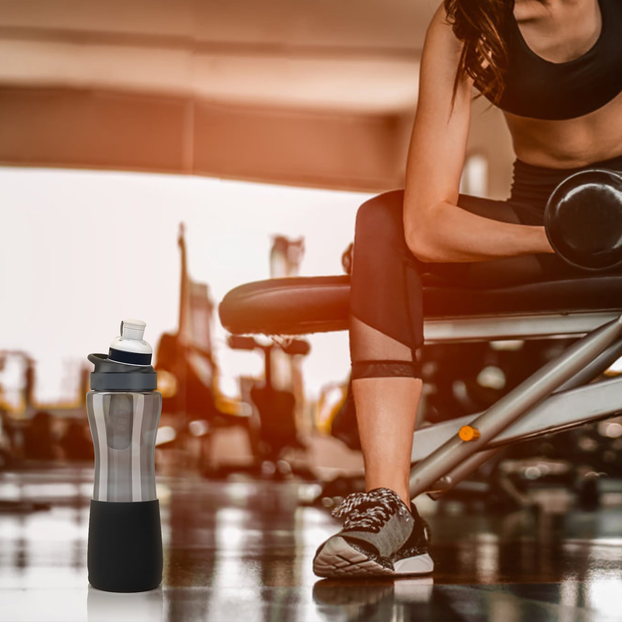2 Pack Water Bottle Boot Compatible with  Plastic/Stainless Steel Bottle 22oz Series , Silicone Anti-Slip Bottle Bottom Sleeve Bumper Protector (Black)