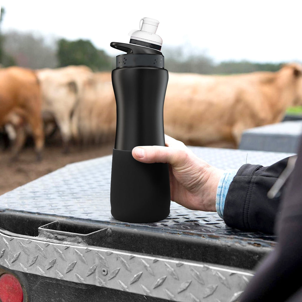 2 Pack Water Bottle Boot Compatible with  Plastic/Stainless Steel Bottle 22oz Series , Silicone Anti-Slip Bottle Bottom Sleeve Bumper Protector (Black)