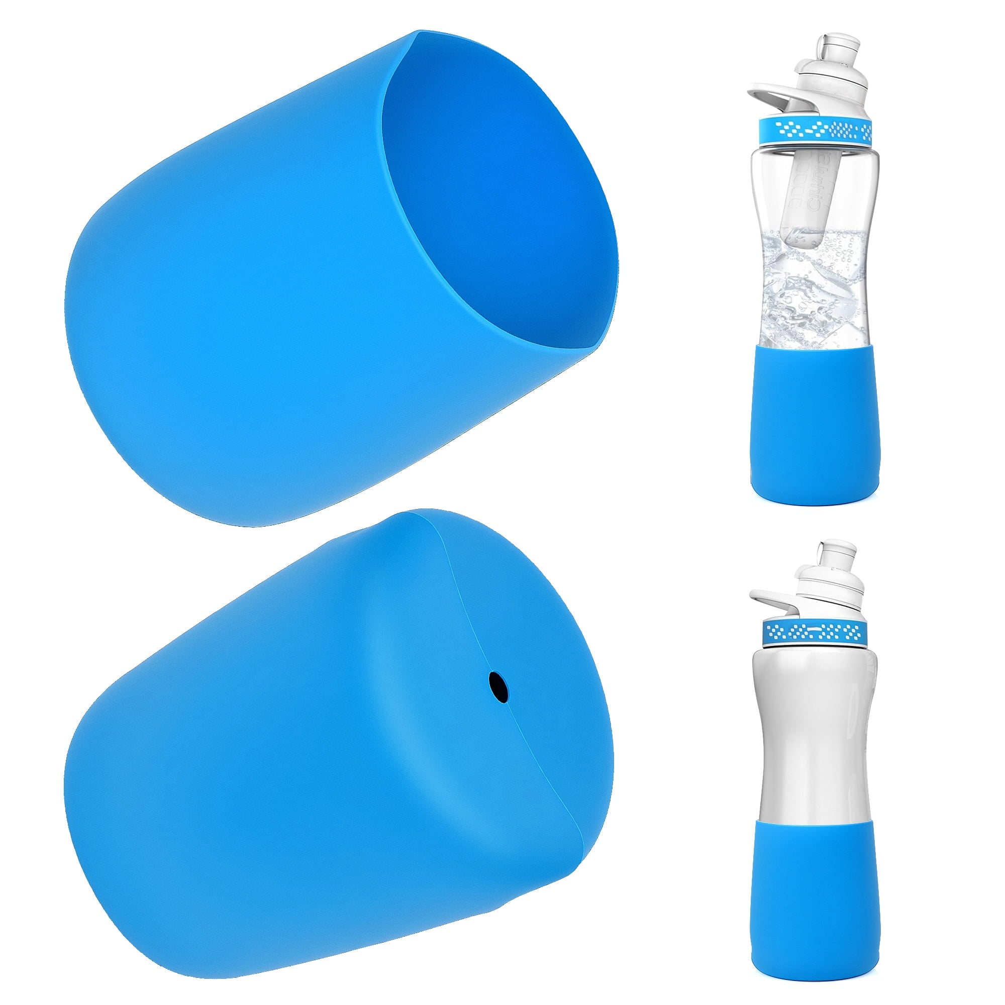 2 Pack Water Bottle Boot Compatible with  Plastic/Stainless Steel Bottle 22oz Series, Silicone Anti-Slip Bottle Bottom Sleeve Bumper Protector (Blue)
