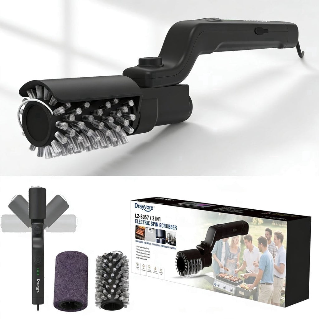 Electric Grill Brush, Outdoor Portable Cordless Electric BBQ Grill Cleaner, Motorized Grill Cleaning Brush with Powerful Motor, Easily Removes Burnt-On Grease from Grill Grates