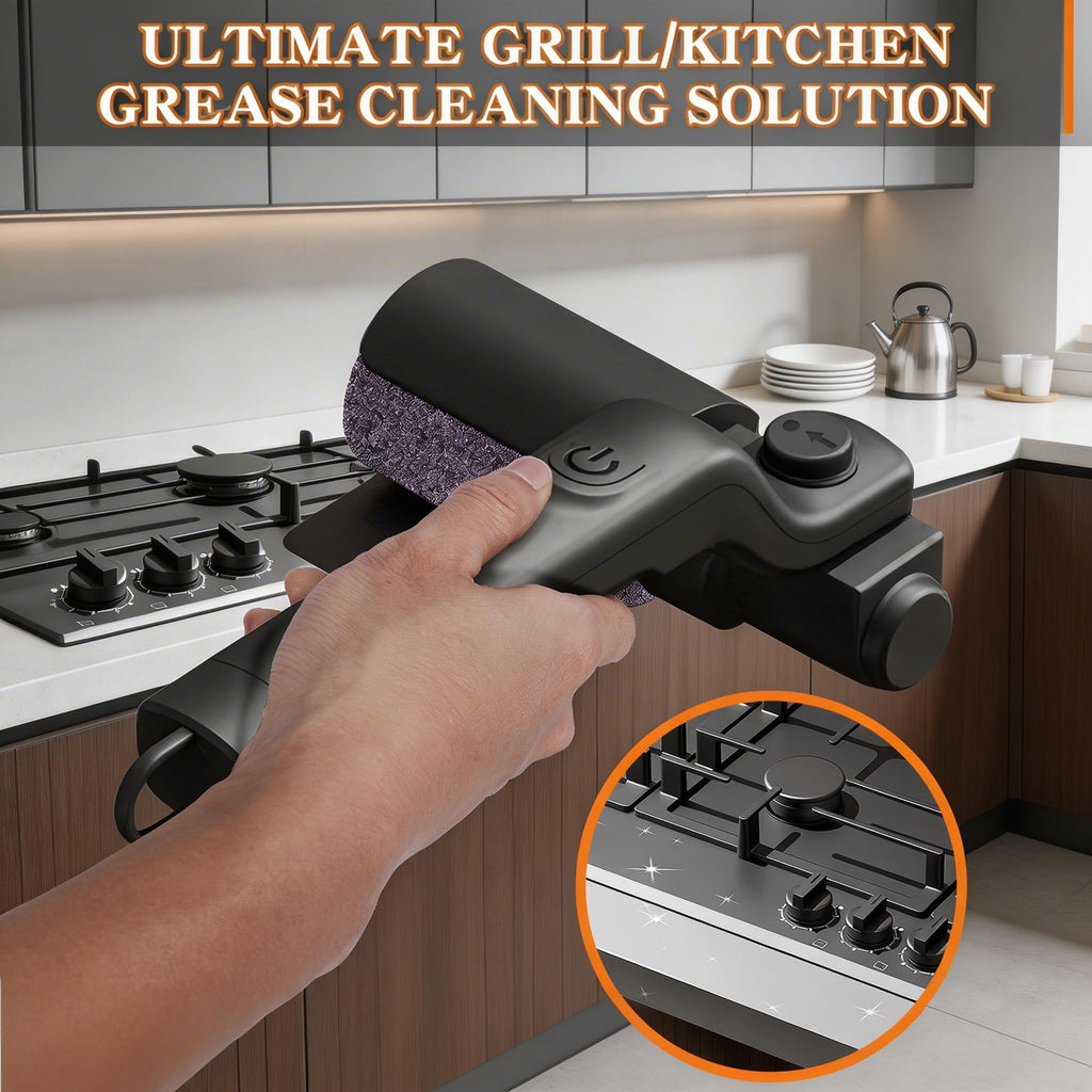 Electric Grill Brush, Outdoor Portable Cordless Electric BBQ Grill Cleaner, Motorized Grill Cleaning Brush with Powerful Motor, Easily Removes Burnt-On Grease from Grill Grates
