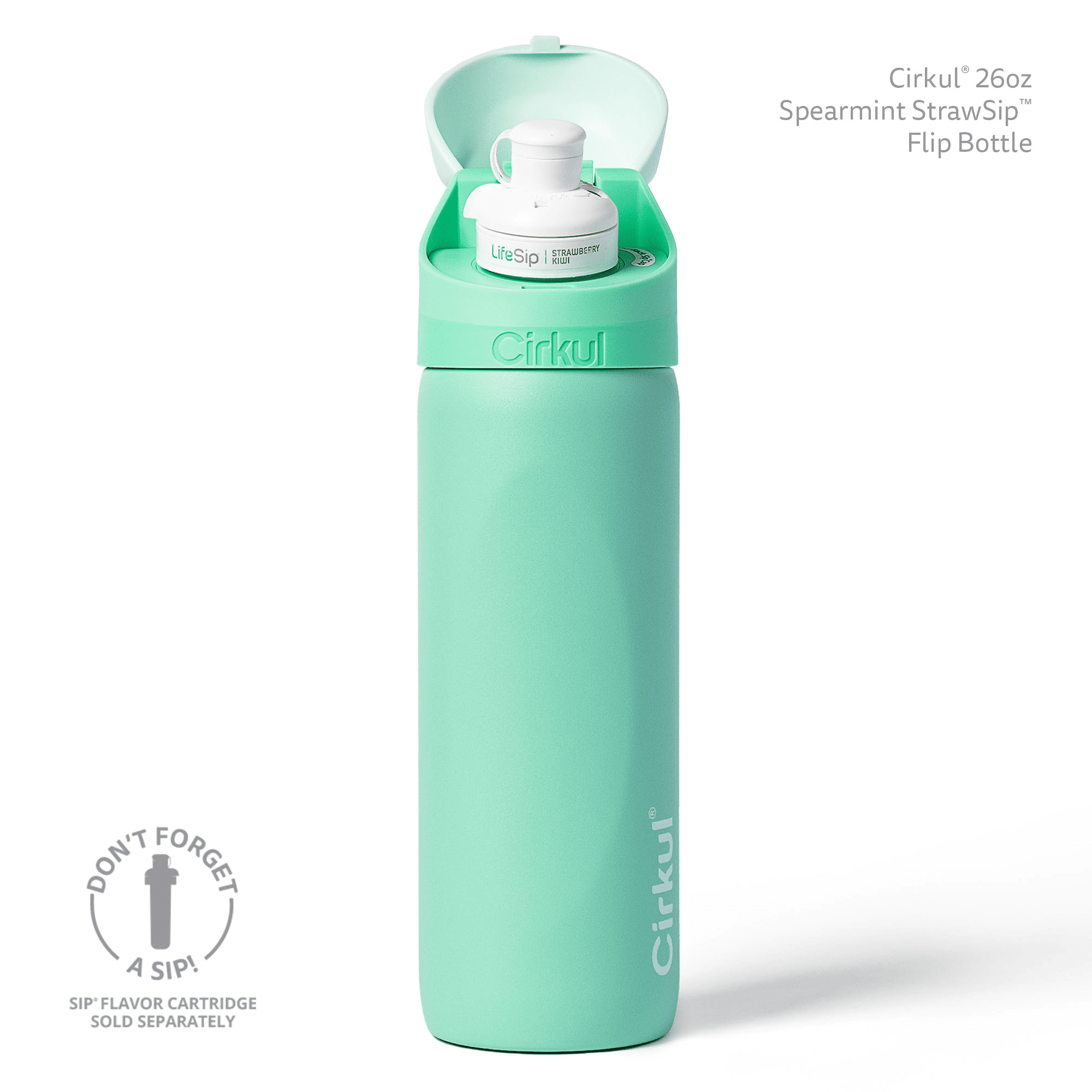 26oz StrawSip Flip Water Bottle, Stainless Steel, Double Wall Insulated, Pacific (Blue)