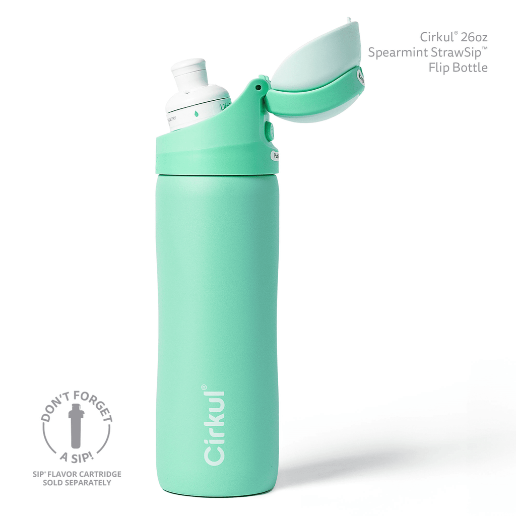 26oz StrawSip Flip Water Bottle, Stainless Steel, Double Wall Insulated, Pacific (Blue)