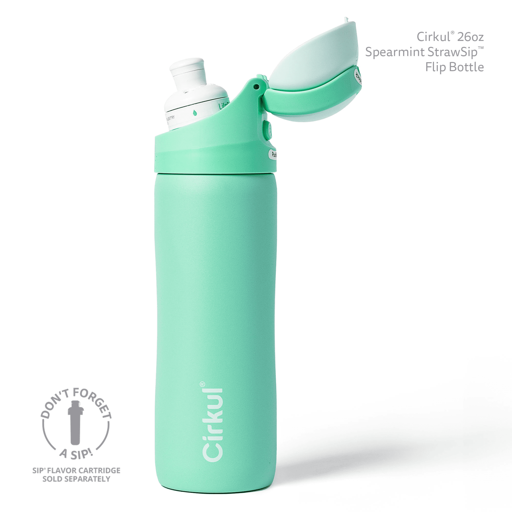 26oz StrawSip Flip Water Bottle, Stainless Steel, Double Wall Insulated, Pacific (Blue)