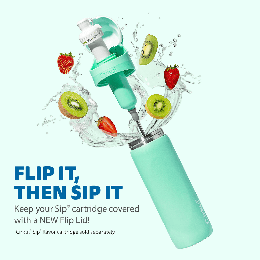 26oz StrawSip Flip Water Bottle, Stainless Steel, Double Wall Insulated, Pacific (Blue)