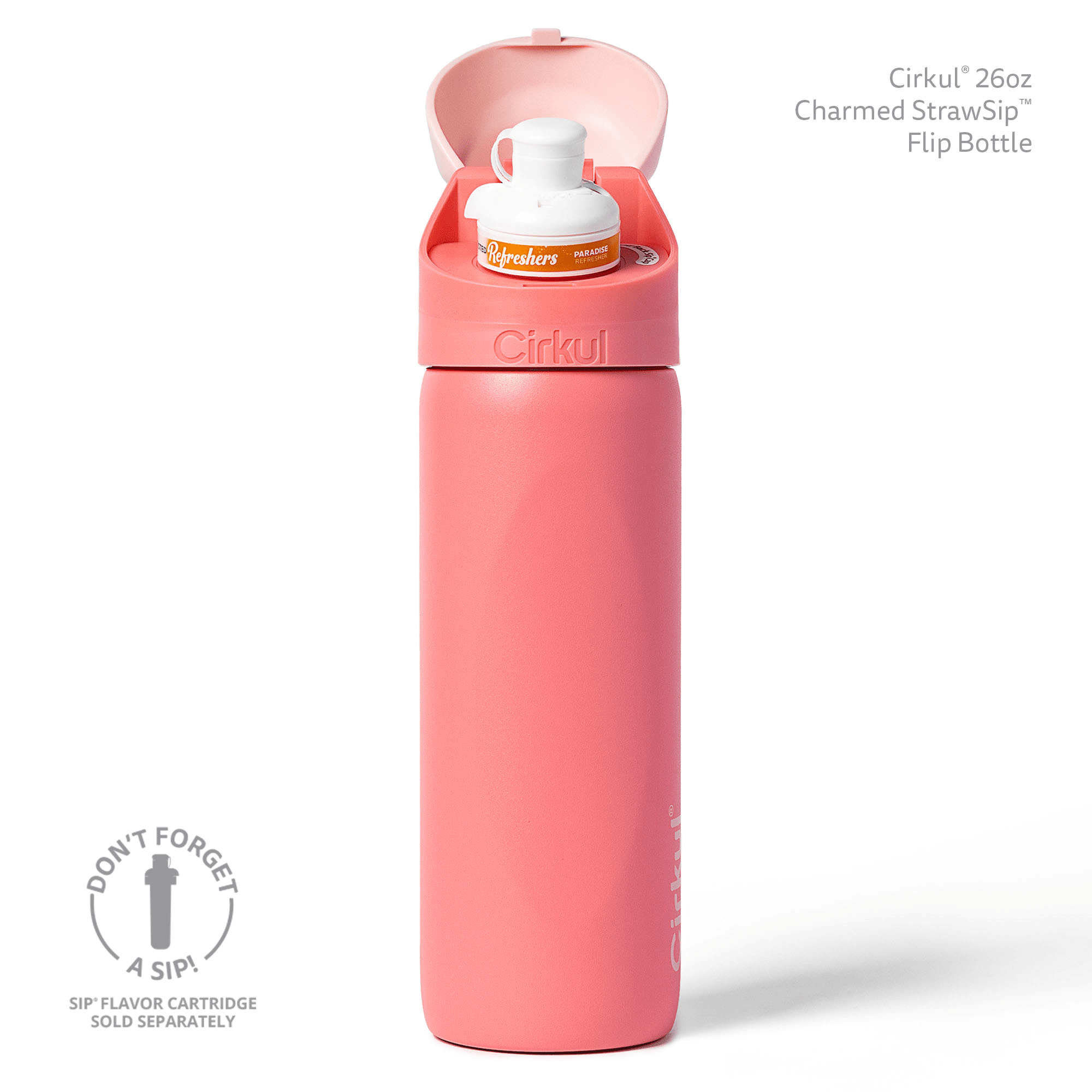 26oz StrawSip Flip Water Bottle, Stainless Steel, Double Wall Insulated, Pacific (Blue)