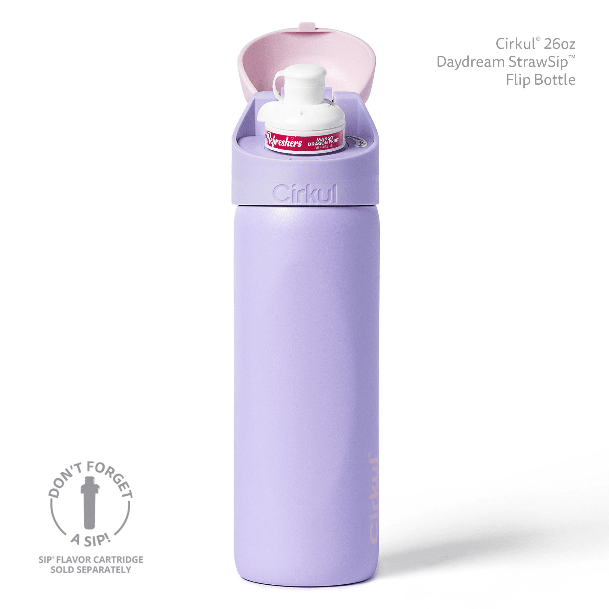 26oz StrawSip Flip Water Bottle, Stainless Steel, Double Wall Insulated, Pacific (Blue)