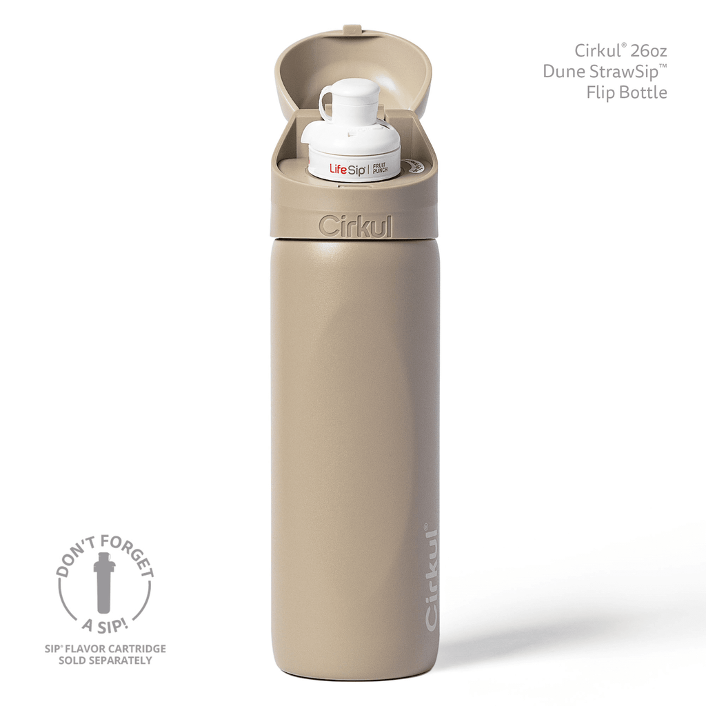 26oz StrawSip Flip Water Bottle, Stainless Steel, Double Wall Insulated, Pacific (Blue)