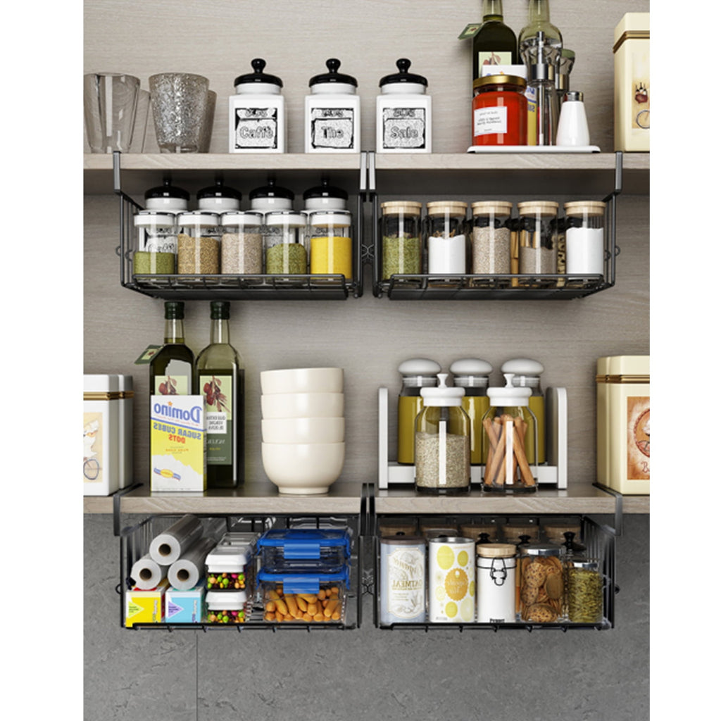 nder Shelf Basket Storage 2Pack - 12.6in Metal Under Cabinet Shelf, Hanging Wire Basket Shelves, Undershelf Storage Basket for Kitchen Pantry Bookshelf