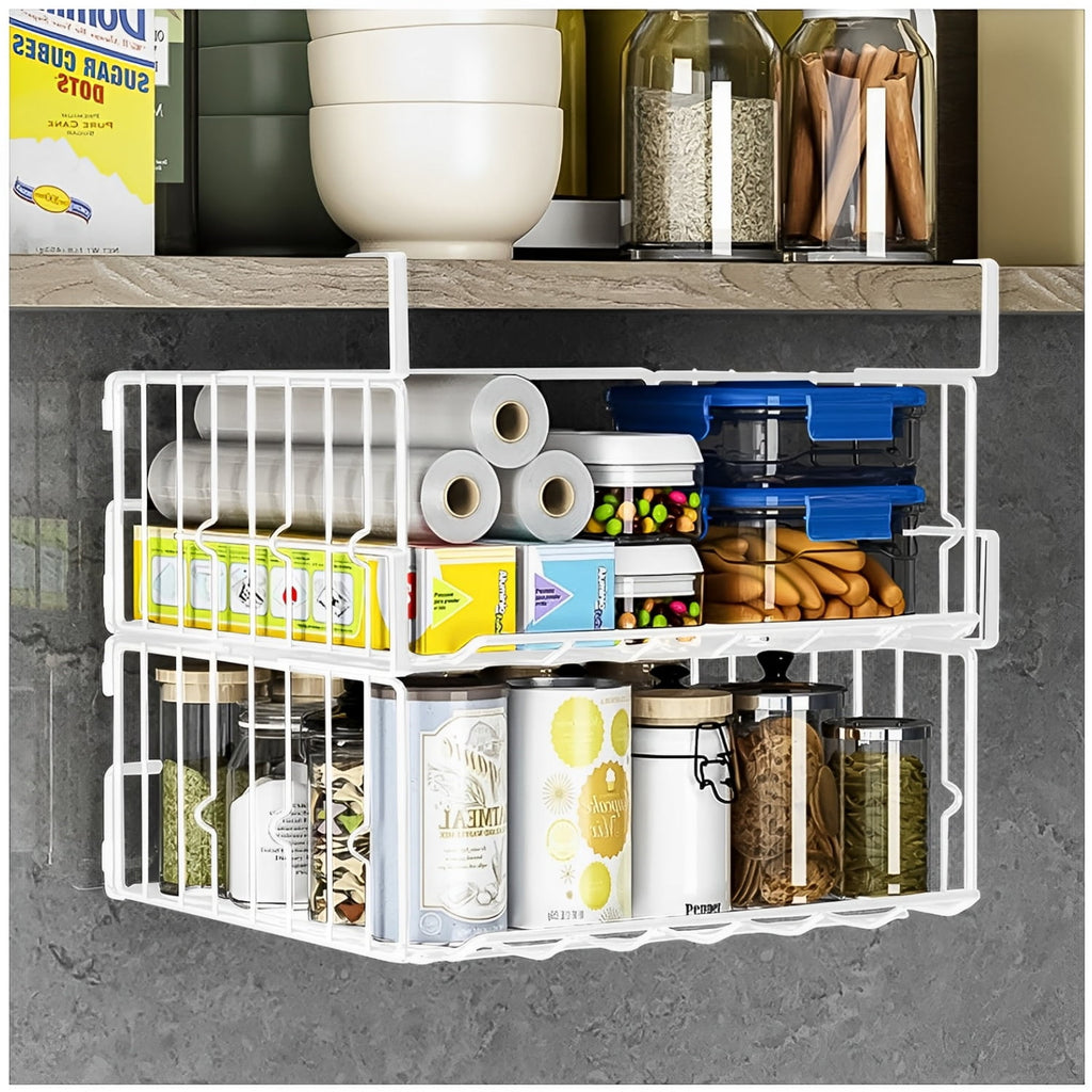 nder Shelf Basket Storage 2Pack - 12.6in Metal Under Cabinet Shelf, Hanging Wire Basket Shelves, Undershelf Storage Basket for Kitchen Pantry Bookshelf