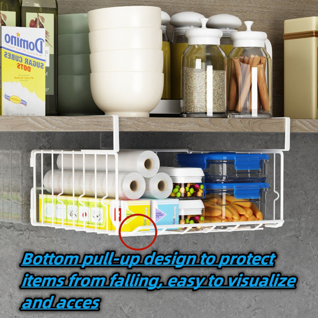nder Shelf Basket Storage 2Pack - 12.6in Metal Under Cabinet Shelf, Hanging Wire Basket Shelves, Undershelf Storage Basket for Kitchen Pantry Bookshelf