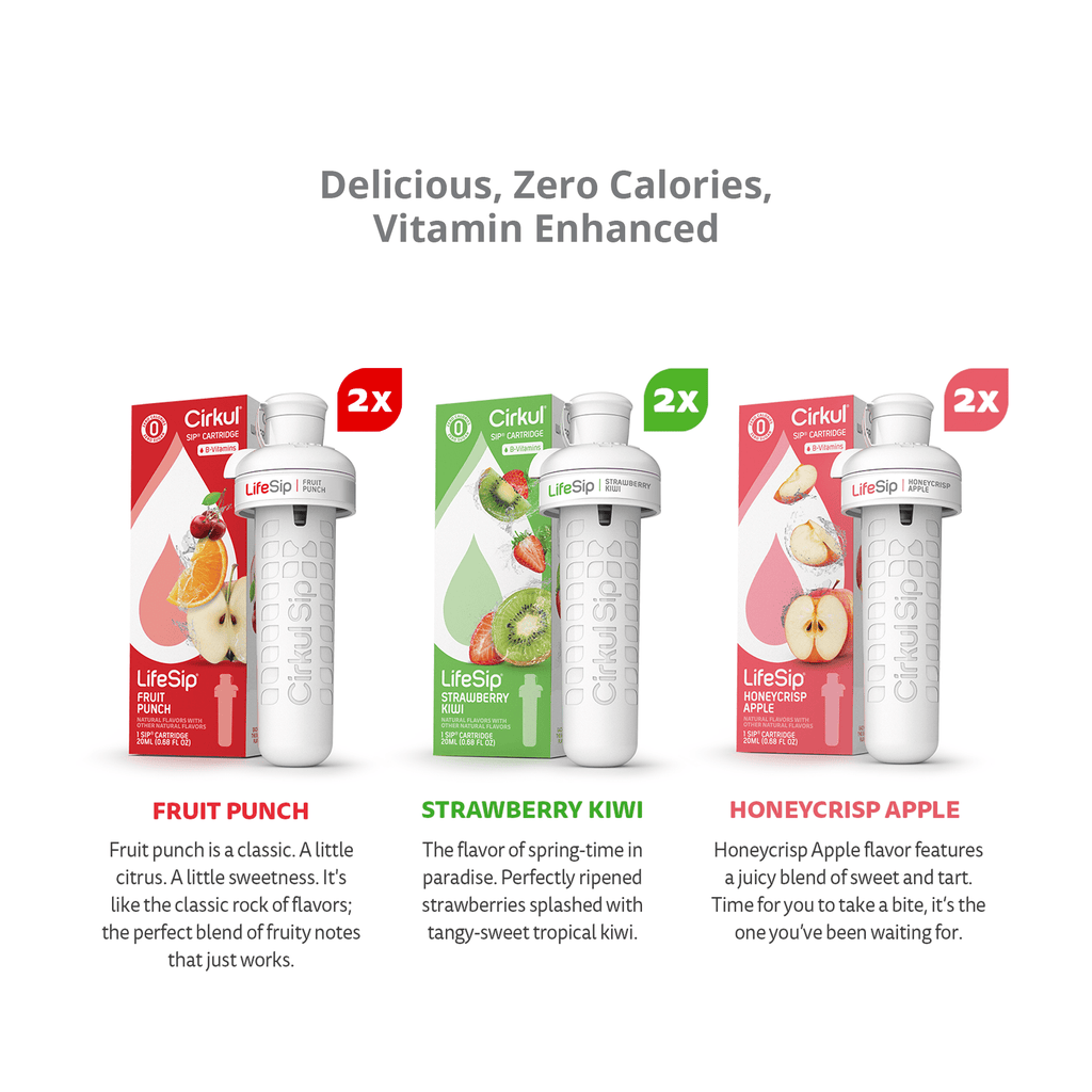 (4 pack)   Flavor Cartridge Variety Pack, Drink Mix, 6-Pack (2 Fruit Punch, 2 Strawberry Kiwi, &amp; 2 Honeycrisp Apple)