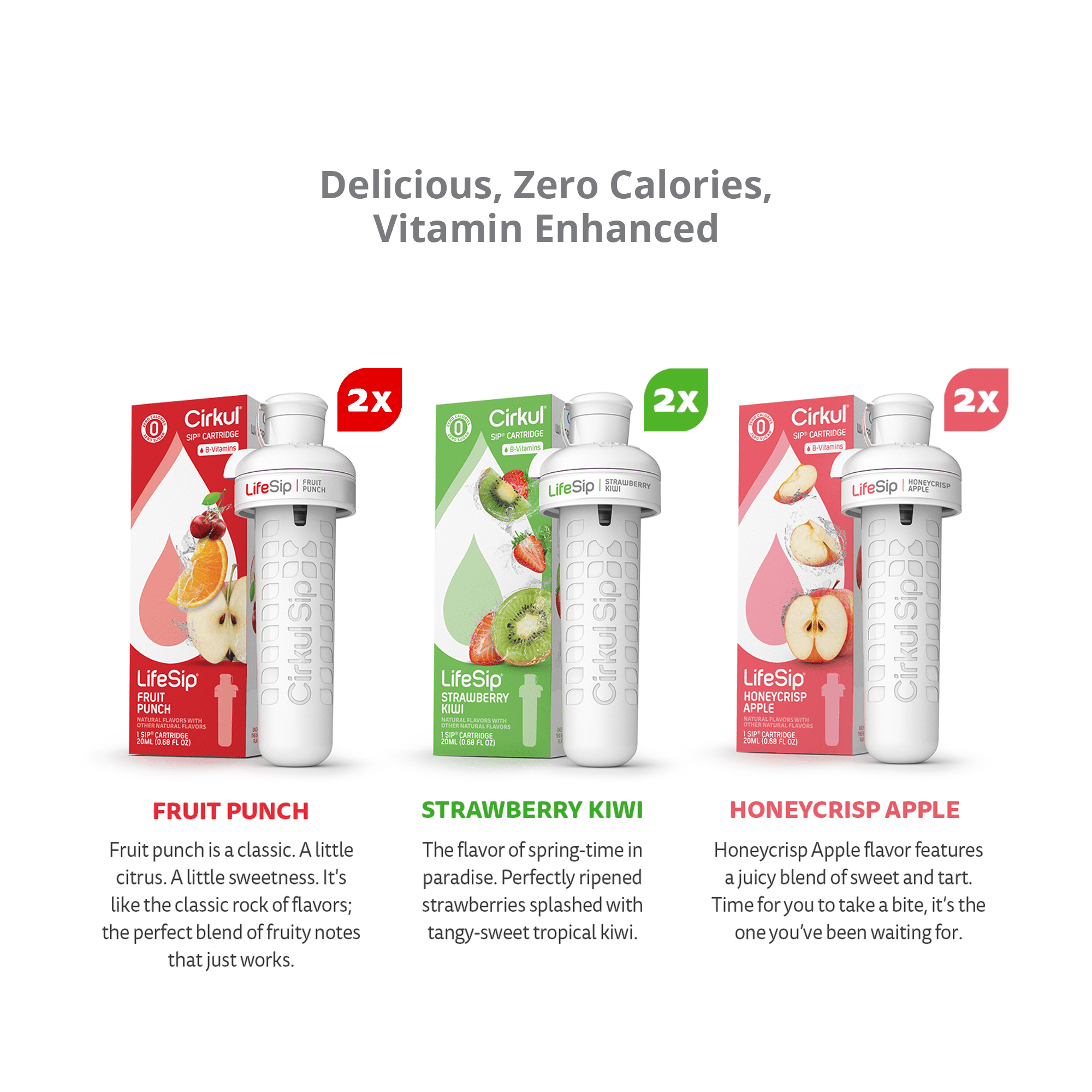 (4 pack)   Flavor Cartridge Variety Pack, Drink Mix, 6-Pack (2 Fruit Punch, 2 Strawberry Kiwi, &amp; 2 Honeycrisp Apple)