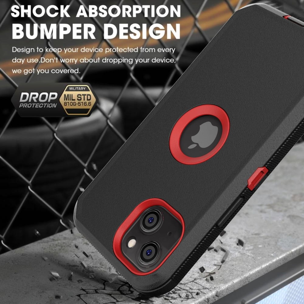 Heavy Shockproof Cover for iPhone 13/14 Case 3 Layer Shatter Resistant Rugged Case