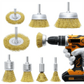 Brass Wheel Cup Brush Set 8 Piece,Coarse Crimped Carbon Brass Wire Brush Set for Cleaning Rust,,Paint,Yellow