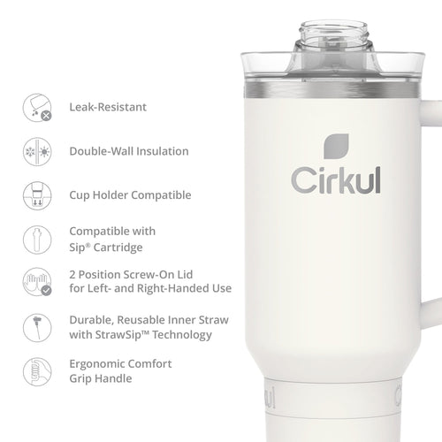 40oz. All-Day StrawSip™ Tumbler, Double-Wall Insulated Stainless Steel Tumbler with Handle, Pearl