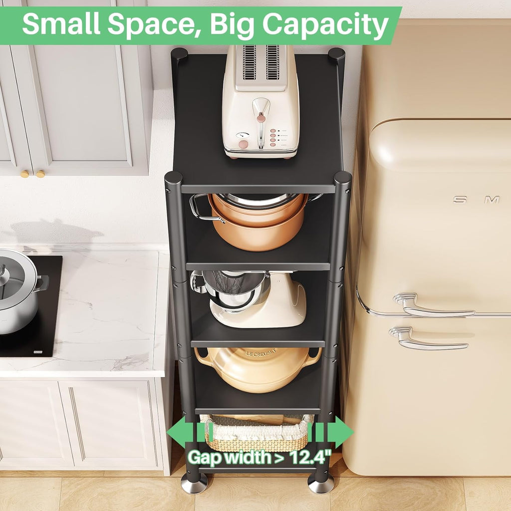 5-Tier Kitchen Storage Shelves, Adjustable Metal Shelves for Storage Pantry Shelves with Rolling Wheels, Storage Rack Shelving Unit Organizer for Bedroom Laundry Closet