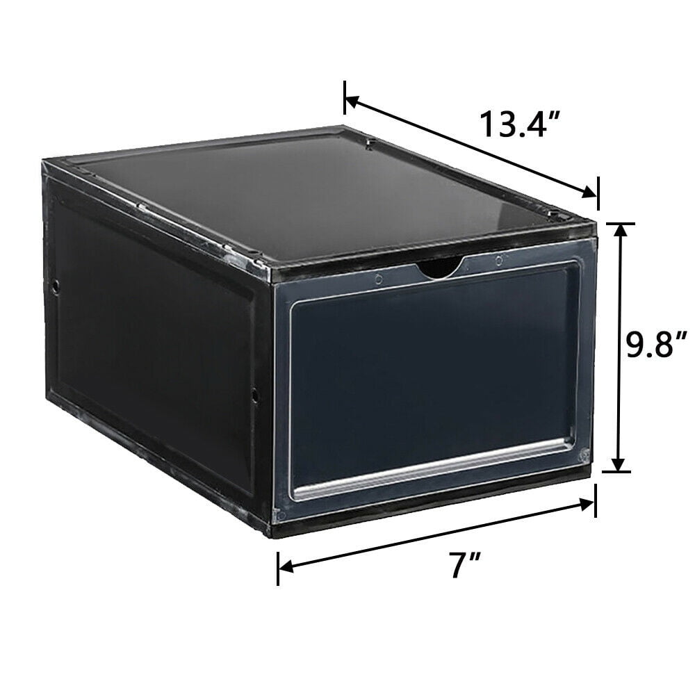 Plastic Shoe Box, 4/8/12x Stackable Black/ Clear Shoe Storage Box Sneaker Storage Bins Shoe Container Organizer for Women Men