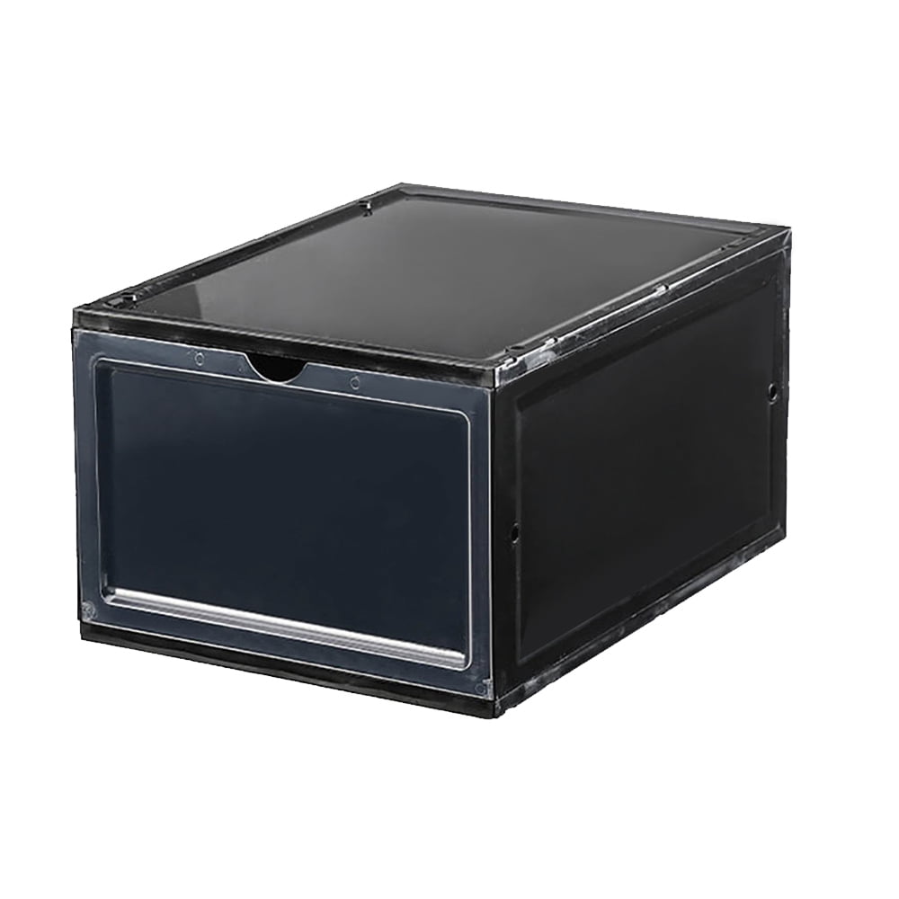 Plastic Shoe Box, 4/8/12x Stackable Black/ Clear Shoe Storage Box Sneaker Storage Bins Shoe Container Organizer for Women Men