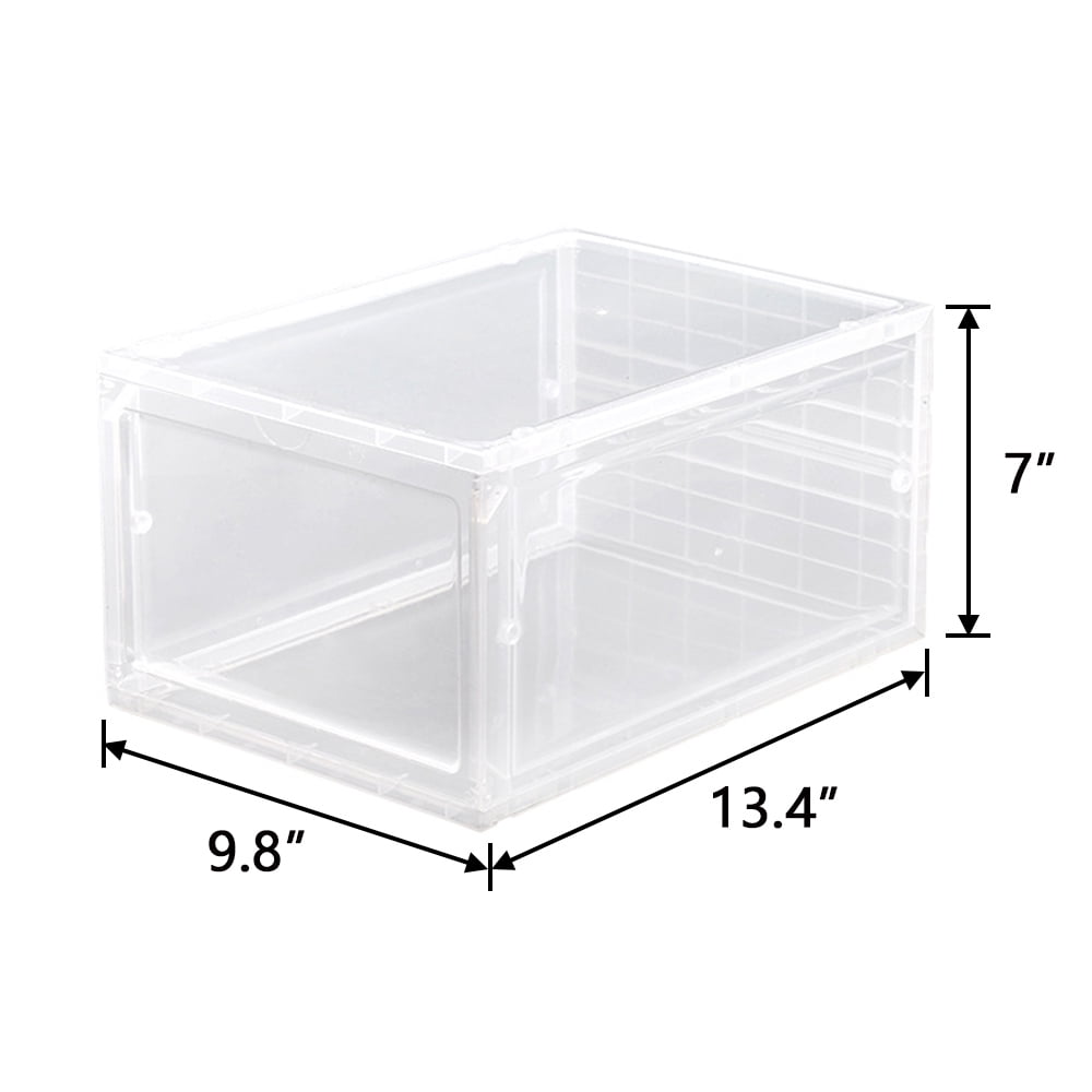 Plastic Shoe Box, 4/8/12x Stackable Black/ Clear Shoe Storage Box Sneaker Storage Bins Shoe Container Organizer for Women Men
