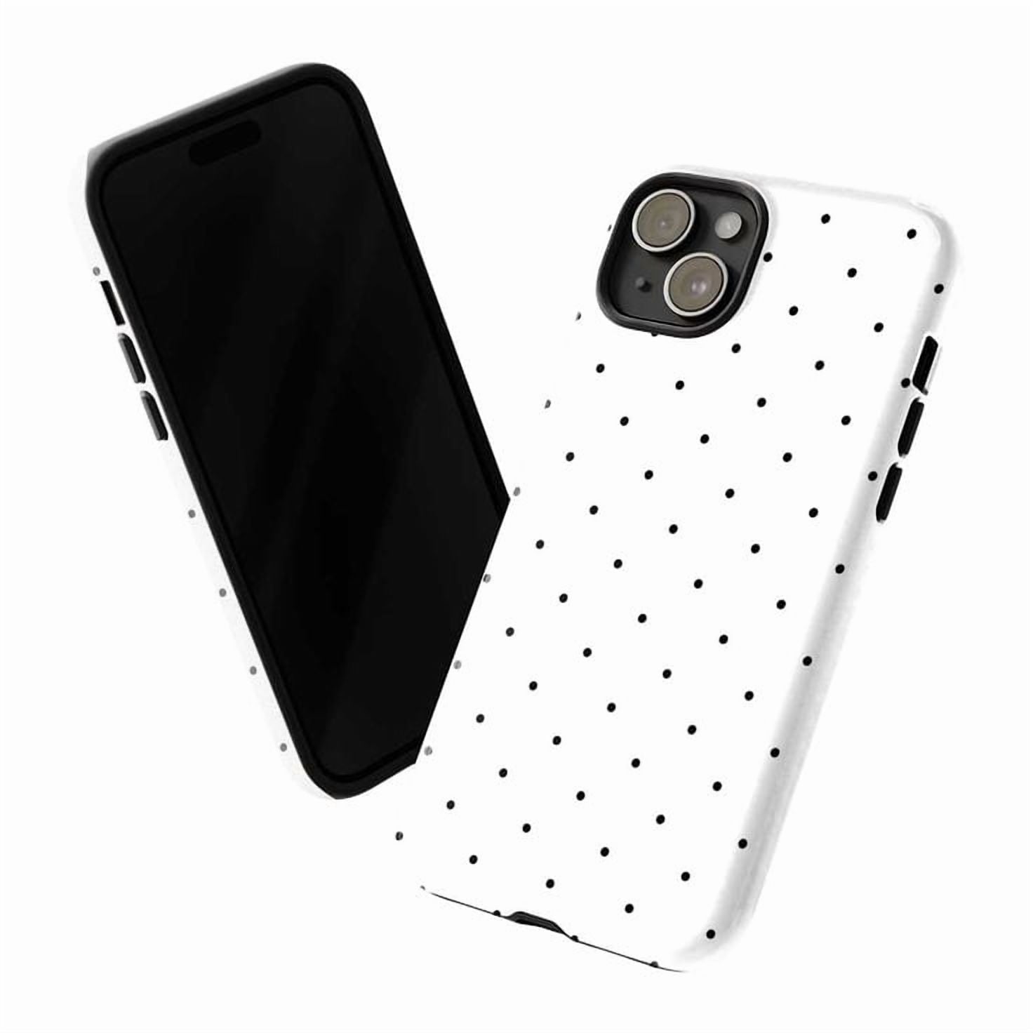 Chic Black Polka Dot Phone Case on White, Retro Dotted Design for iPhone 16, 15, 14, 13, 12, 11 Plus Pro Max Mini