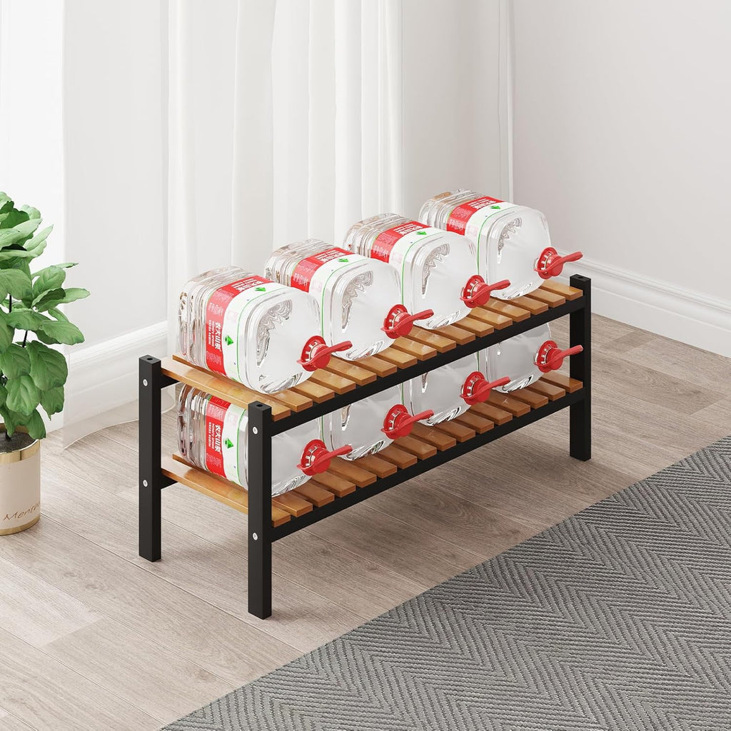 Bamboo Shoe Rack Organizer for Closet and Entryway - Space-Saving Narrow Shoe Stand - Versatile Shoe Holder for Door or Closet Shelf, Garage Bedroom can Freely Stack DIY Small Shoe Racks 3 Tier