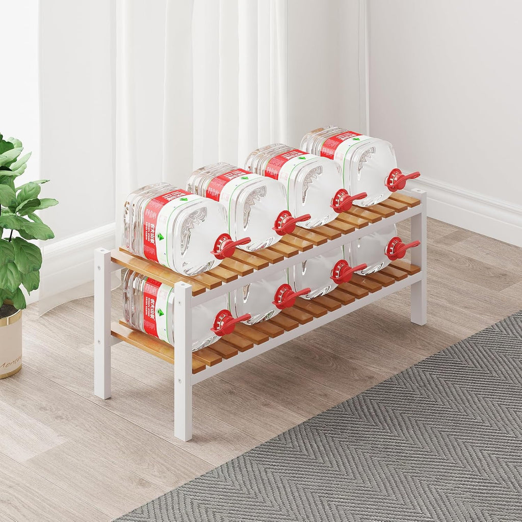 Bamboo Shoe Rack Organizer for Closet and Entryway - Space-Saving Narrow Shoe Stand - Versatile Shoe Holder for Door or Closet Shelf, Garage Bedroom can Freely Stack DIY Small Shoe Racks 3 Tier