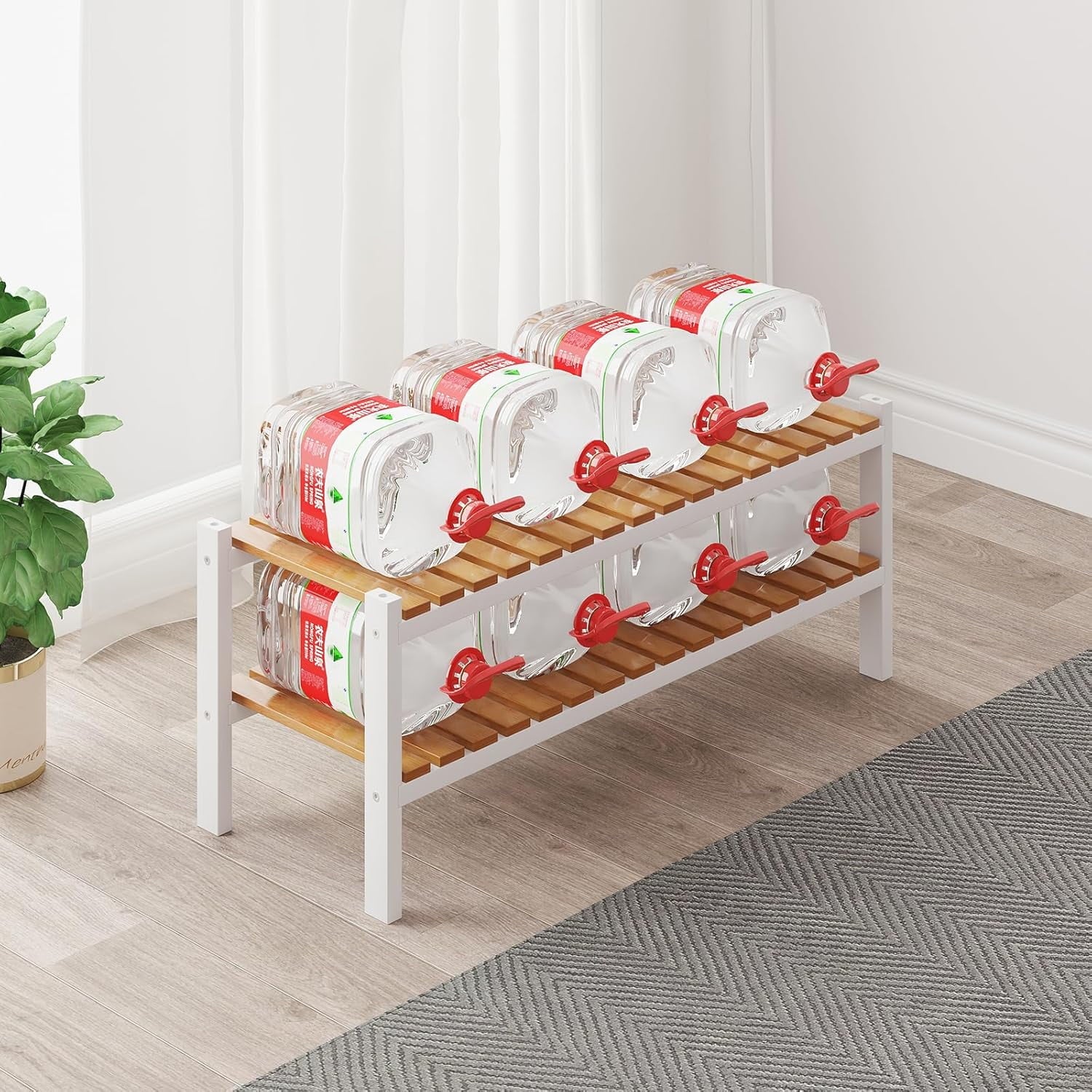 Bamboo Shoe Rack Organizer for Closet and Entryway - Space-Saving Narrow Shoe Stand - Versatile Shoe Holder for Door or Closet Shelf, Garage Bedroom can Freely Stack DIY Small Shoe Racks 3 Tier
