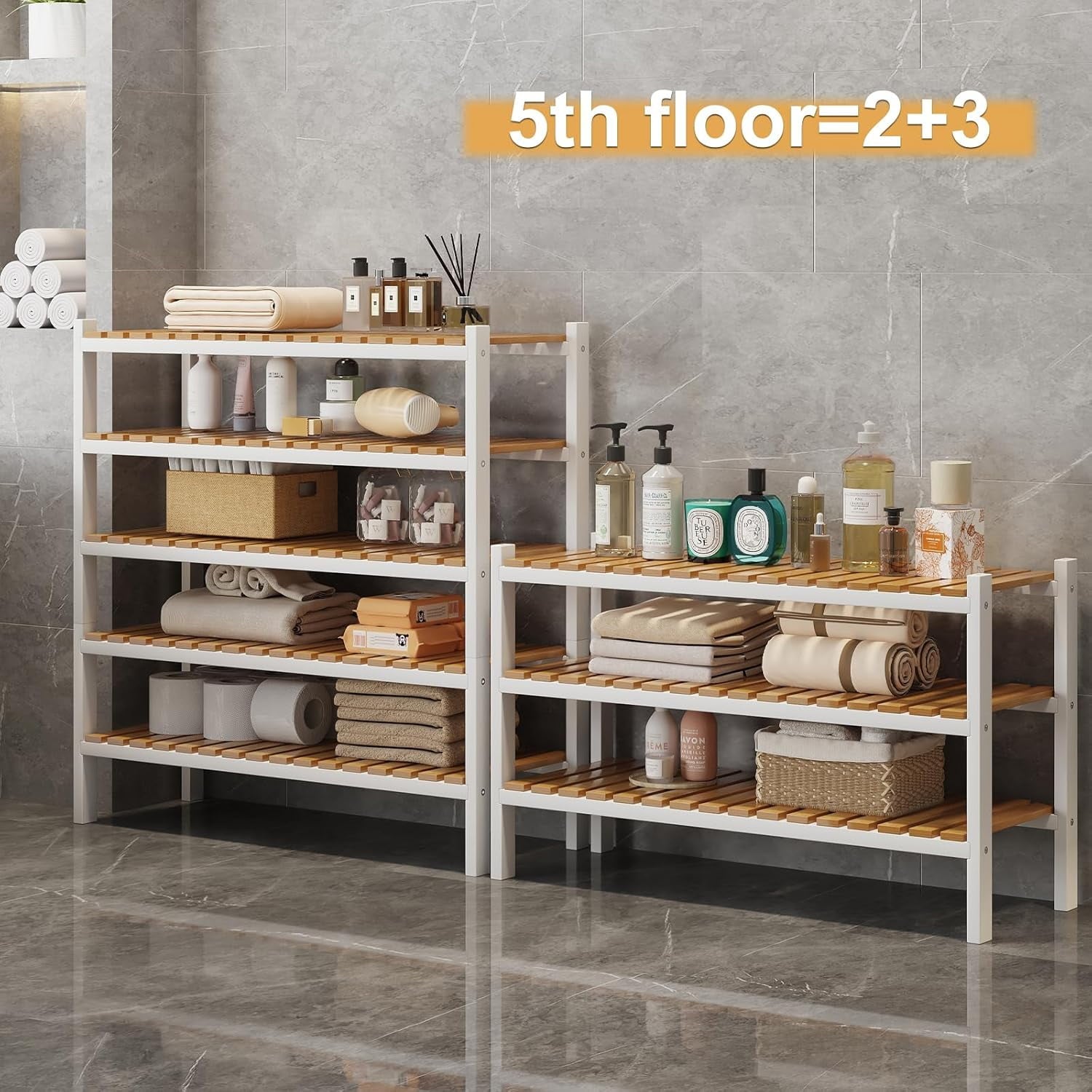 Bamboo Shoe Rack Organizer for Closet and Entryway - Space-Saving Narrow Shoe Stand - Versatile Shoe Holder for Door or Closet Shelf, Garage Bedroom can Freely Stack DIY Small Shoe Racks 3 Tier