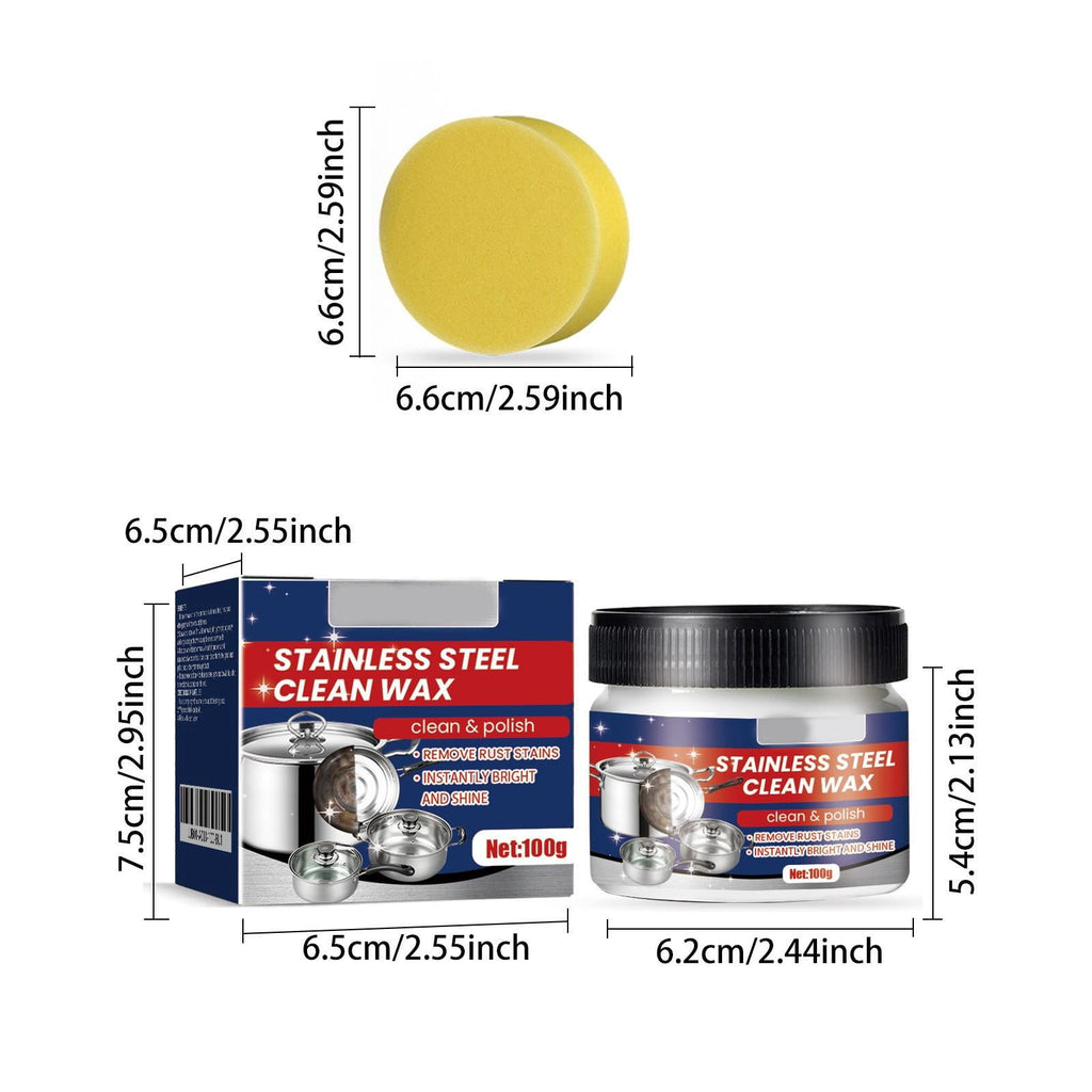 Stainless Steel Polish and Cleaning Paste with Cleaning Sponge, Rust Remover for Metal and Wax and Grease Remover, for Stainless Steel Baking Pans, Stainless Steel Bakeware,