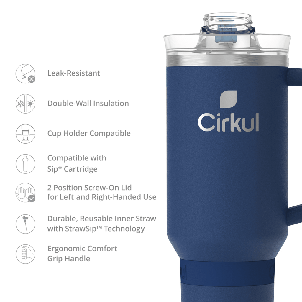 (3 pack)  40oz All-Day StrawSip Double-Wall Insulated Stainless Steel Tumbler with Handle, Midnight Blue (Dark Blue)