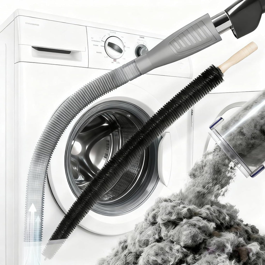 Dryer Vent Cleaner Kit - Universal Vacuum Hose Attachment &amp; Lint Brush,  Fit Most Vacuums for Dryer, Effectively Clean Clogged Dryer Ducts, Refrigerator Coils &amp; Behind Appliances