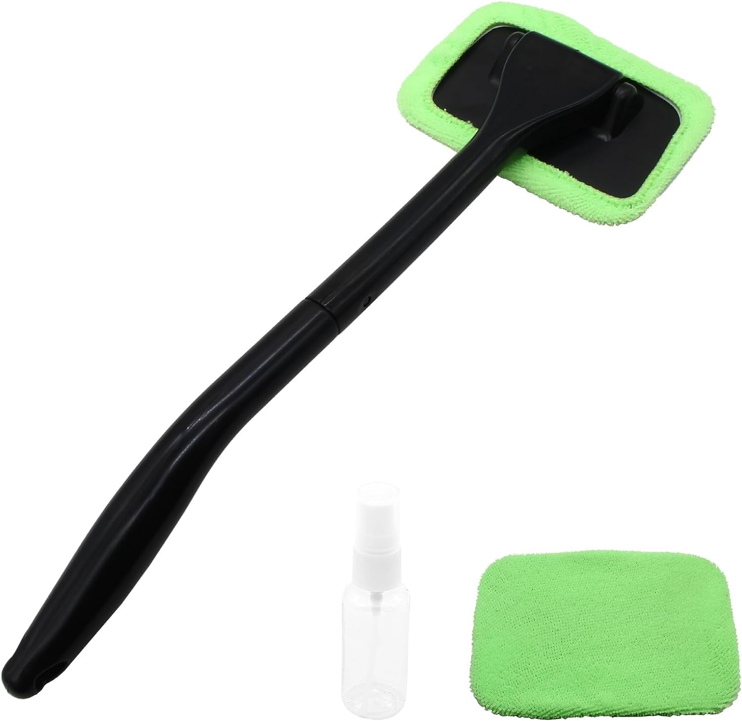 Window Cleaner Kit Windshield Cleaning Tool with Extendable Long Handle and 2 Washable  Microfiber Pads,