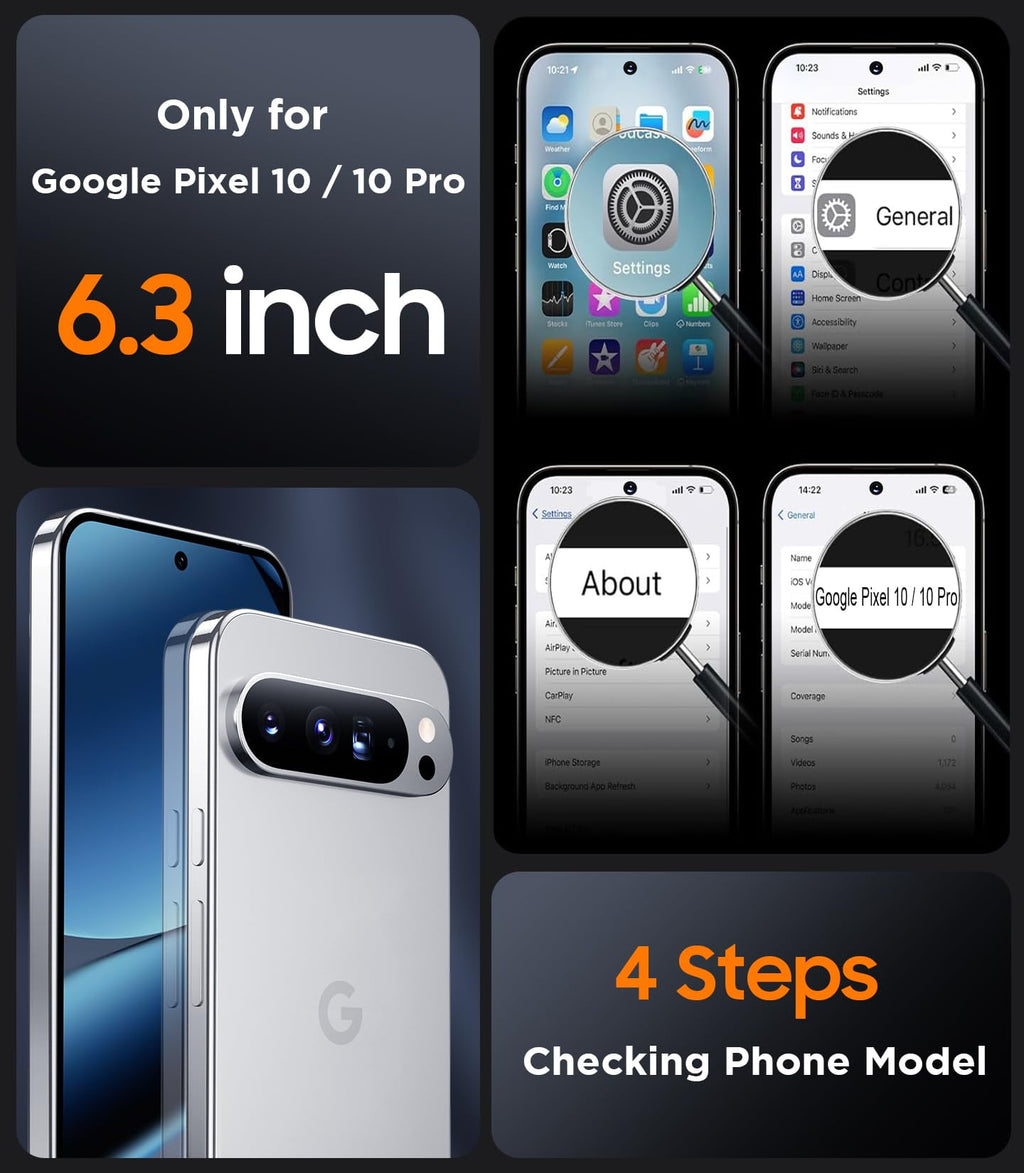 Magnetic for Google Pixel 10/Pixel 10 Pro Case, Military Grade Drop Protection Slim Translucent Matte Shockproof Anti-Fingerprint Phone Case for Pixel 10/10 Pro, Black