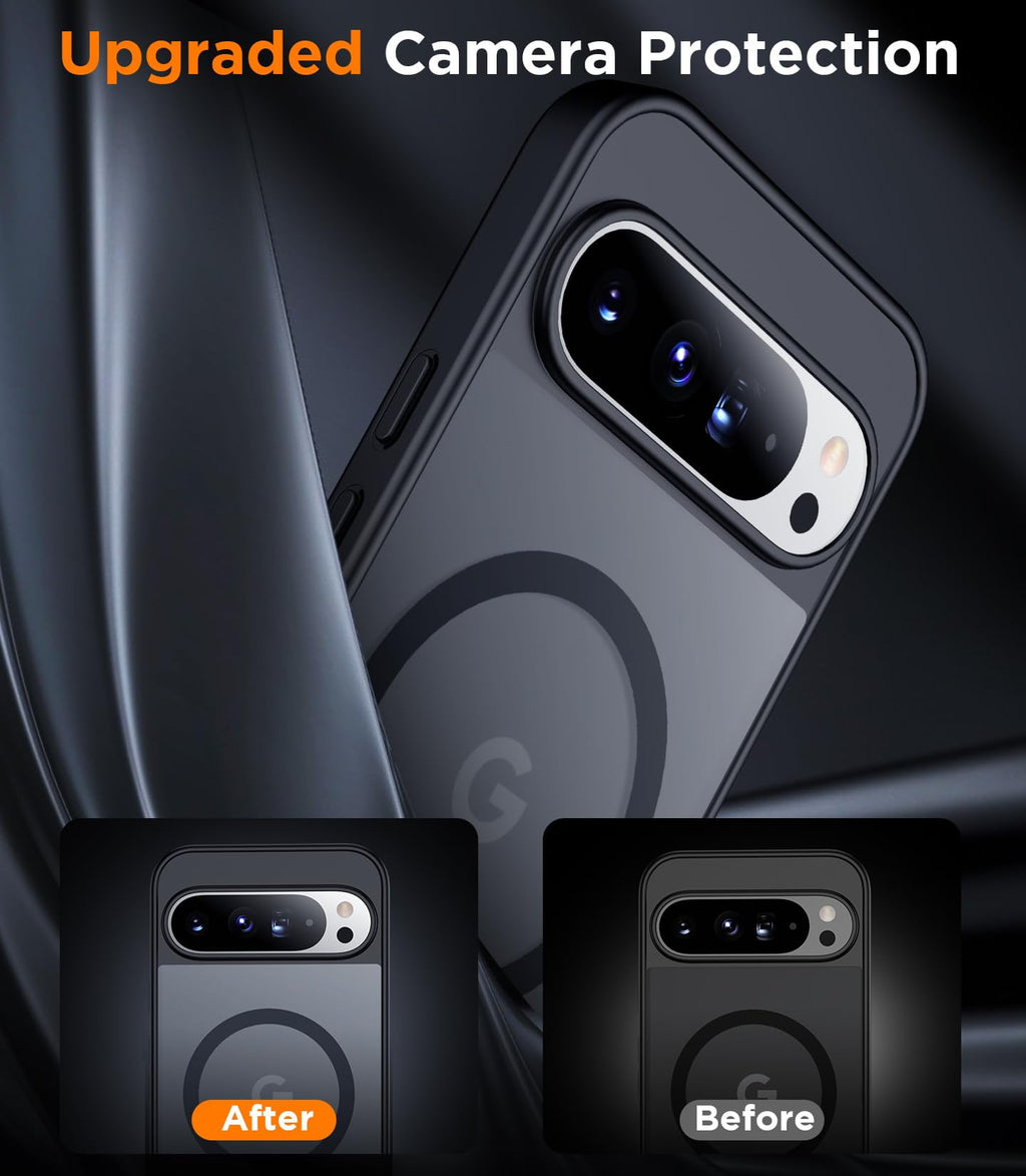 Magnetic for Google Pixel 10/Pixel 10 Pro Case, Military Grade Drop Protection Slim Translucent Matte Shockproof Anti-Fingerprint Phone Case for Pixel 10/10 Pro, Black