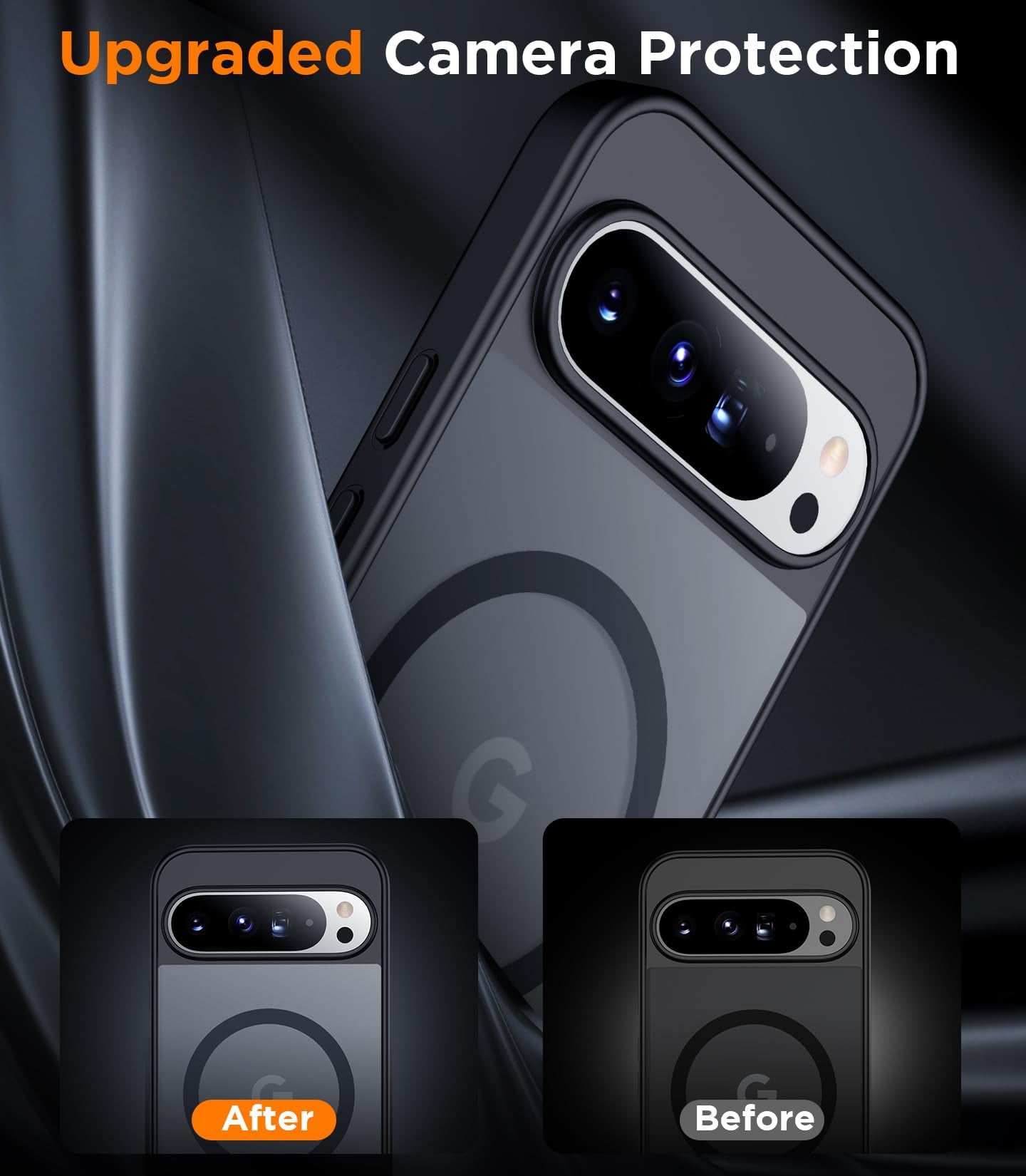 Magnetic for Google Pixel 10/Pixel 10 Pro Case, Military Grade Drop Protection Slim Translucent Matte Shockproof Anti-Fingerprint Phone Case for Pixel 10/10 Pro, Black
