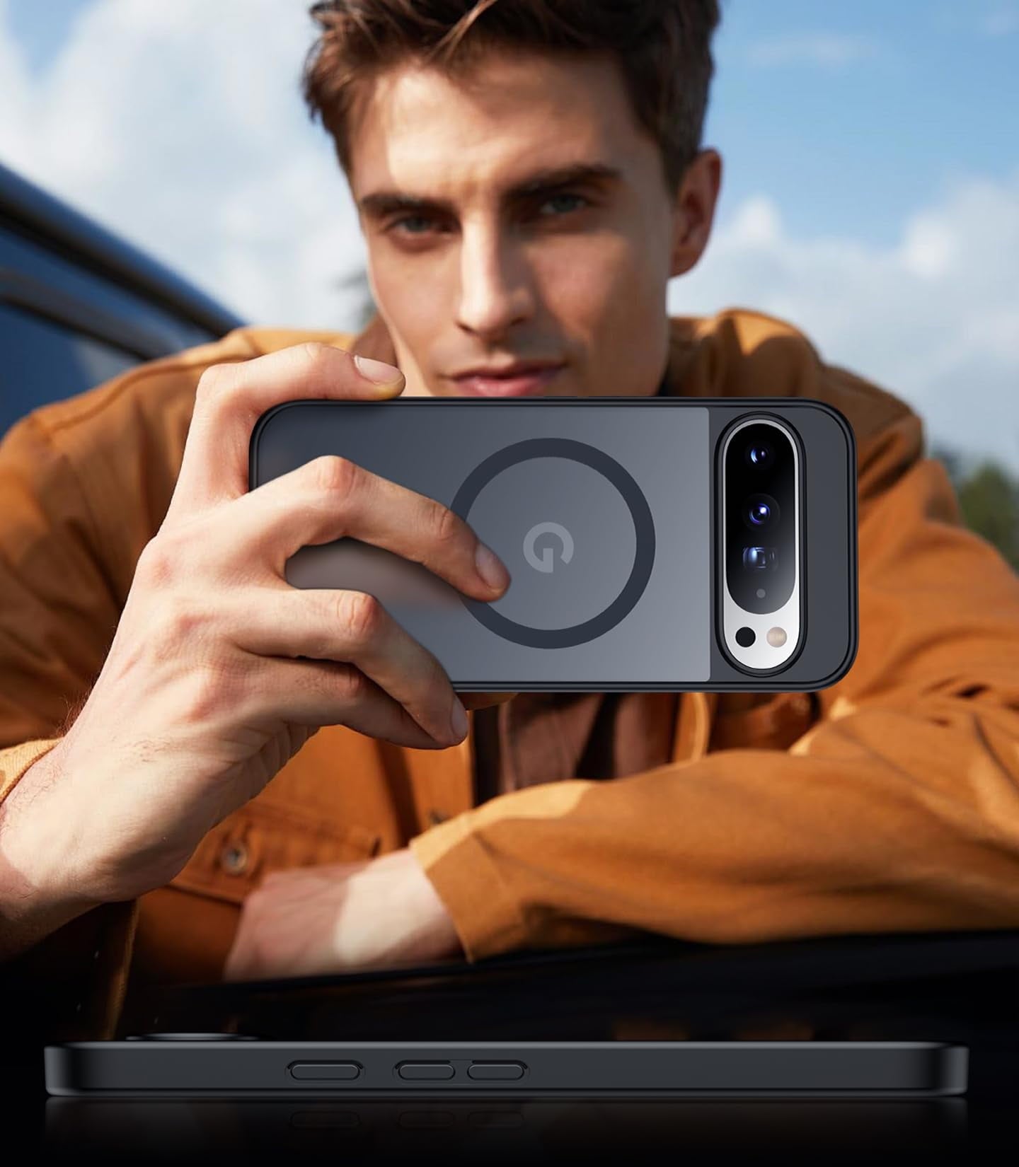 Magnetic for Google Pixel 10/Pixel 10 Pro Case, Military Grade Drop Protection Slim Translucent Matte Shockproof Anti-Fingerprint Phone Case for Pixel 10/10 Pro, Black